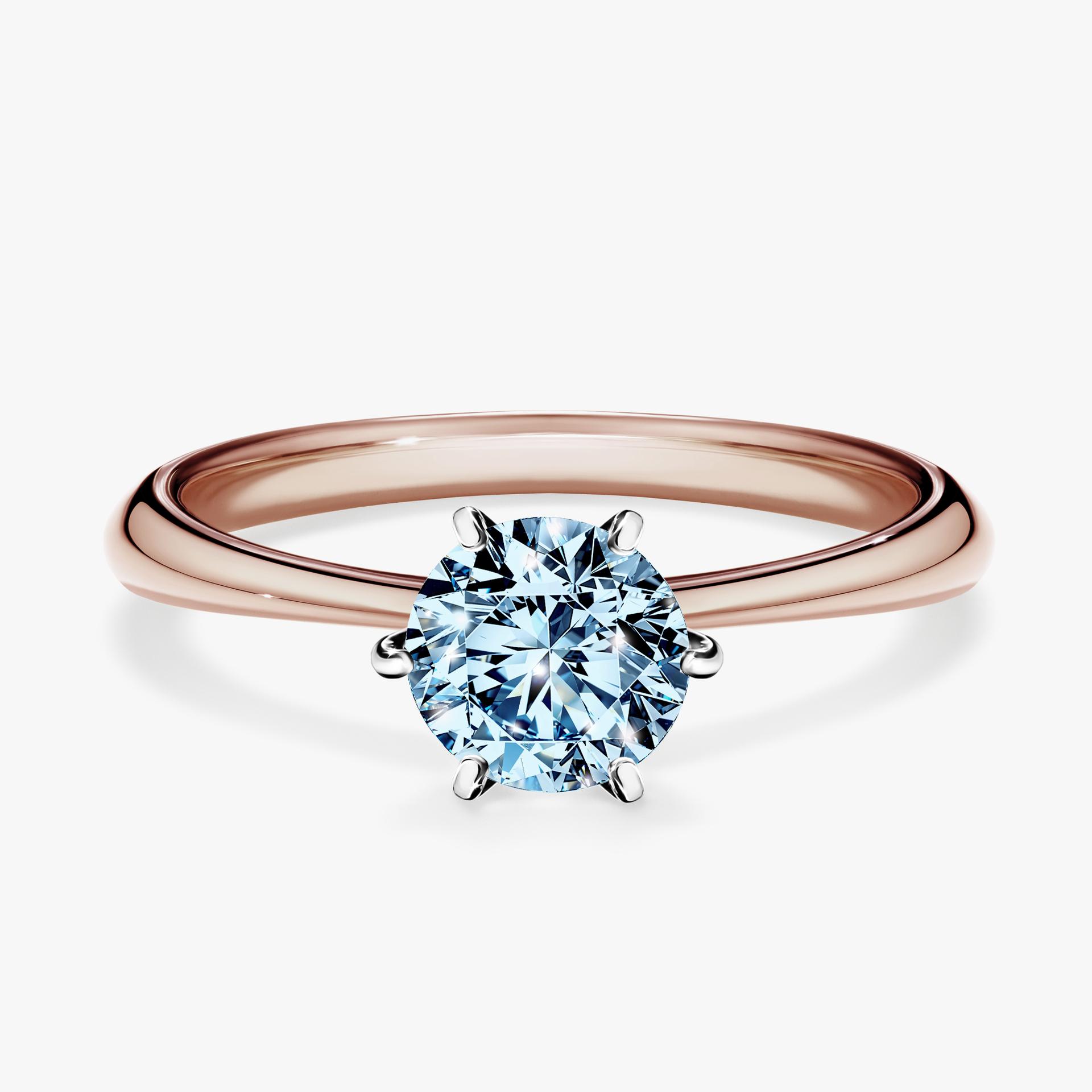 Pierscionek zareczynowy z diamentem niebieski 080 CT z rozowego zlota my love 01