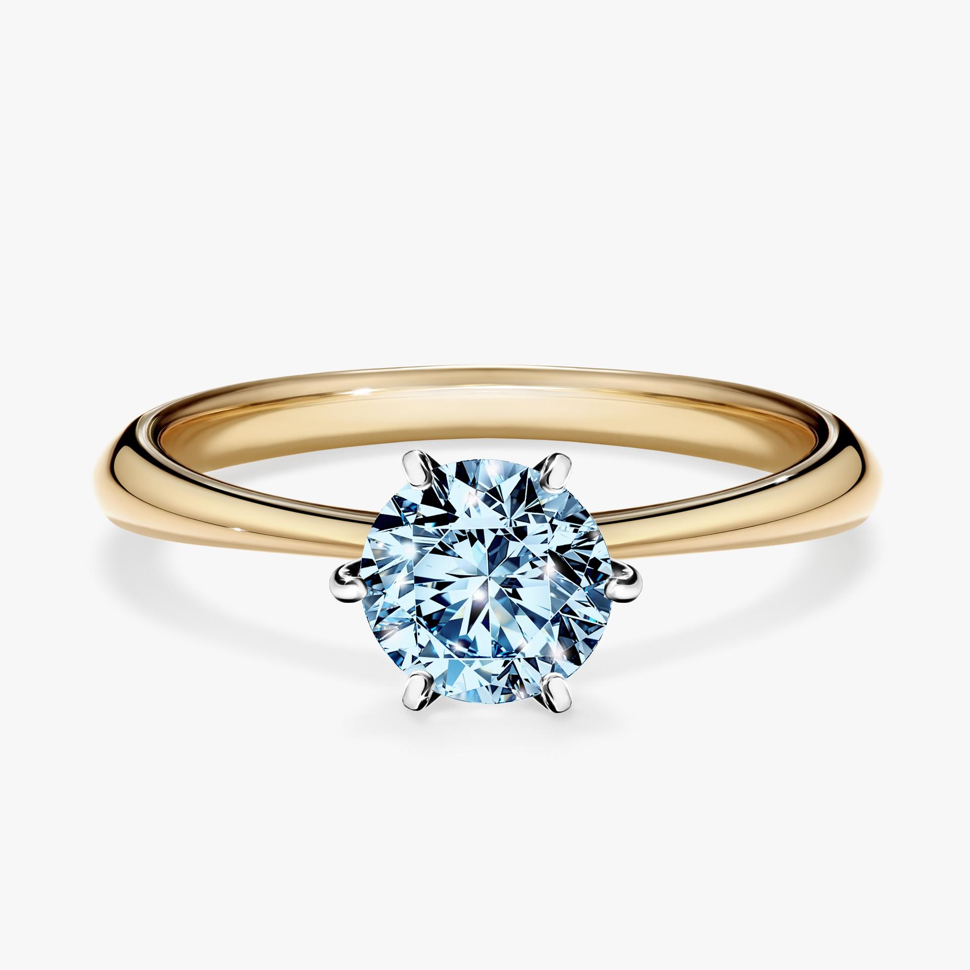 Pierscionek zareczynowy z diamentem niebieski 080 CT z zoltego zlota my love 01
