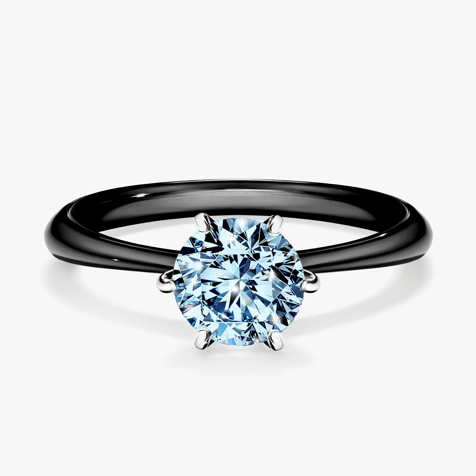 Pierscionek zareczynowy z diamentem niebieski 100 CT z czarnego zlota my love 01