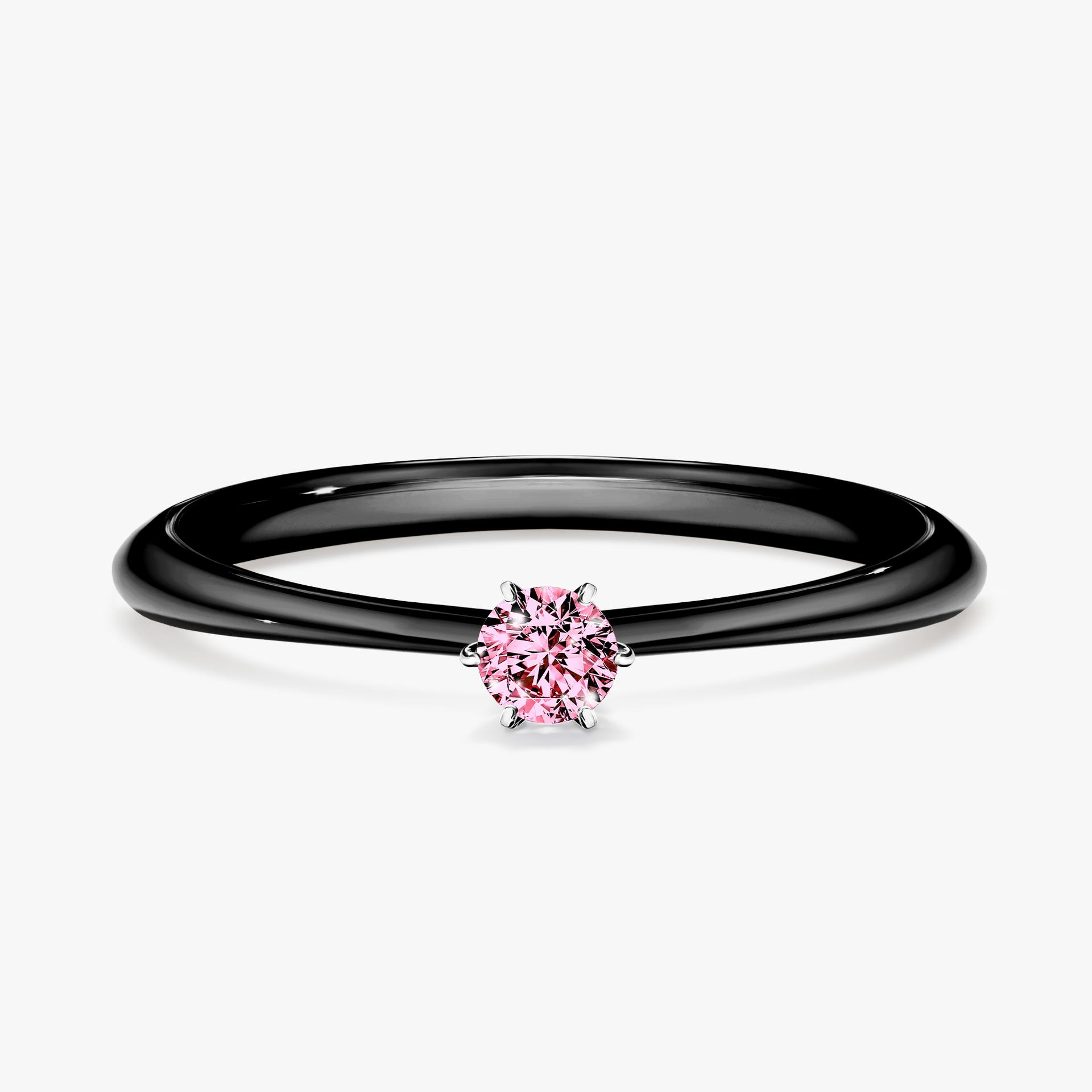 Pierscionek zareczynowy z diamentem rozowy 010 CT z czarnego zlota my love 01