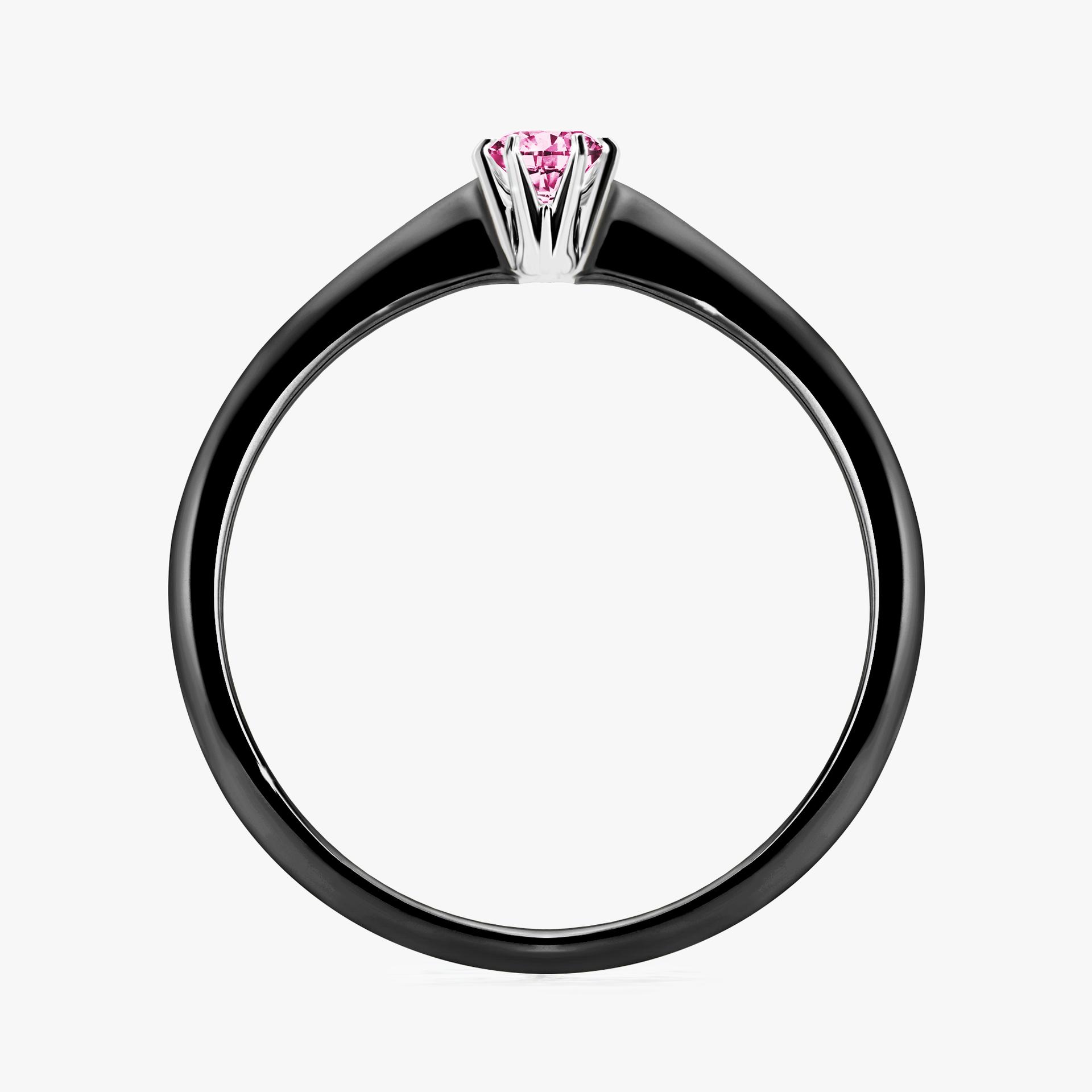 Pierscionek zareczynowy z diamentem rozowy 010 CT z czarnego zlota my love 02