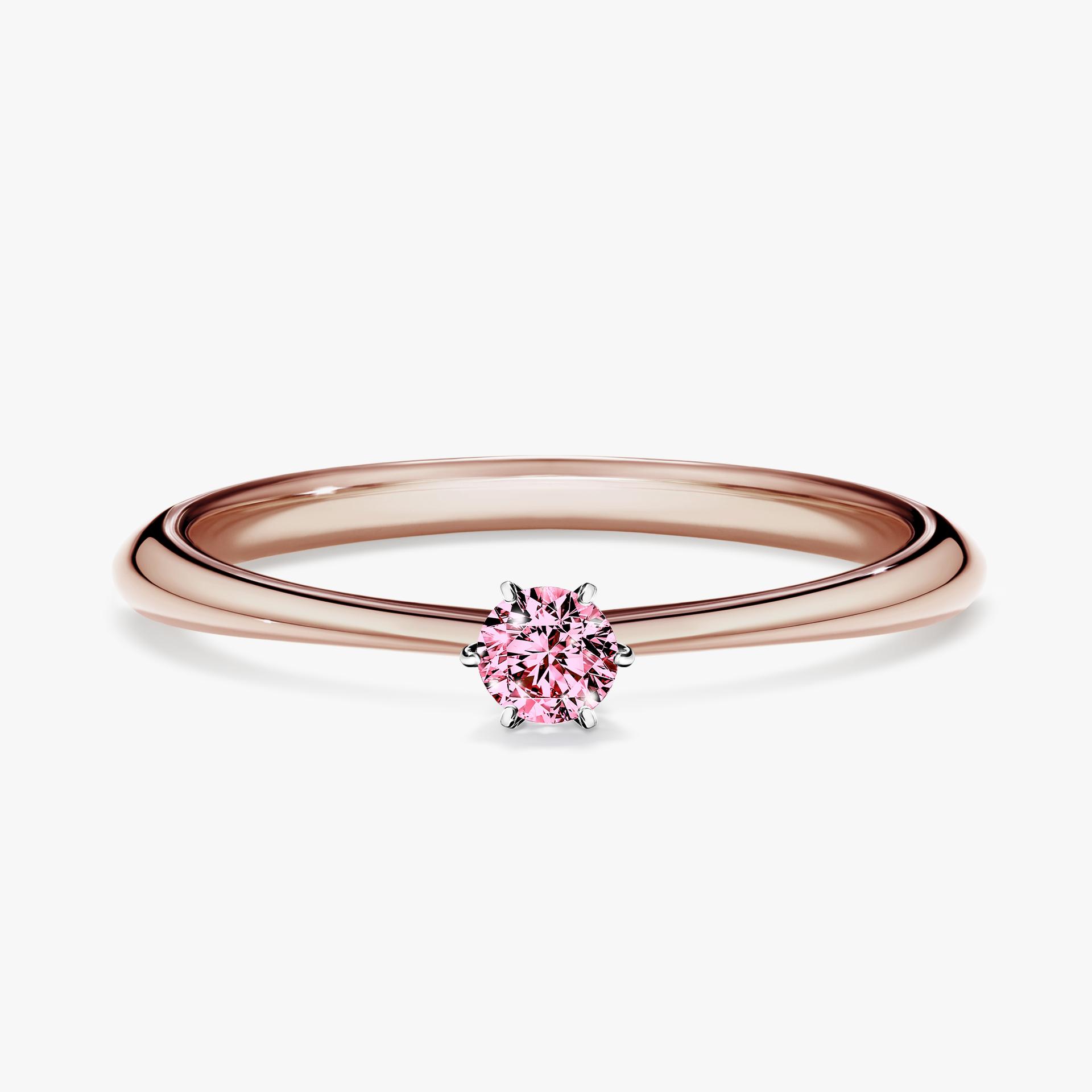 Pierscionek zareczynowy z diamentem rozowy 010 CT z rozowego zlota my love 01