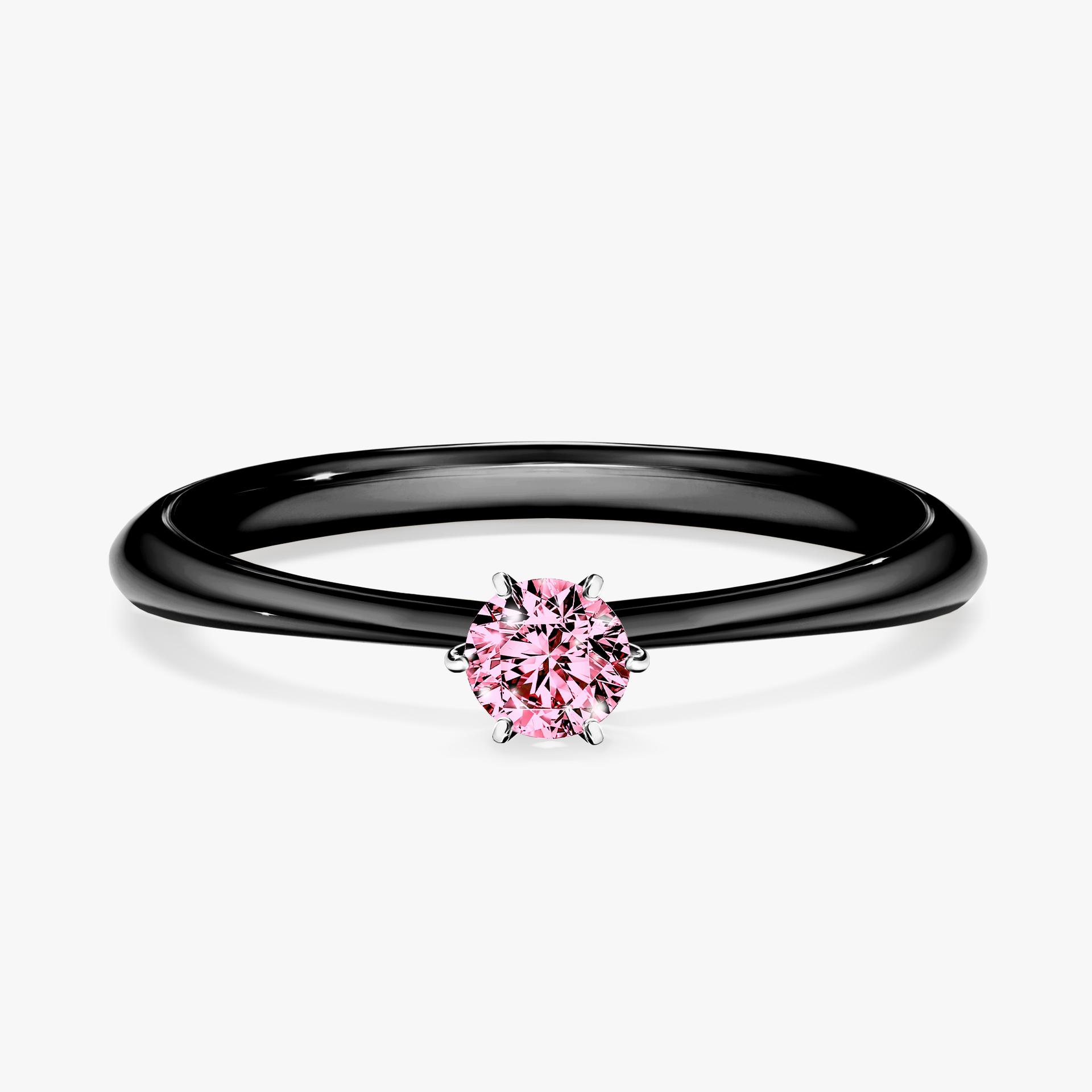 Pierscionek zareczynowy z diamentem rozowy 017 CT z czarnego zlota my love 01