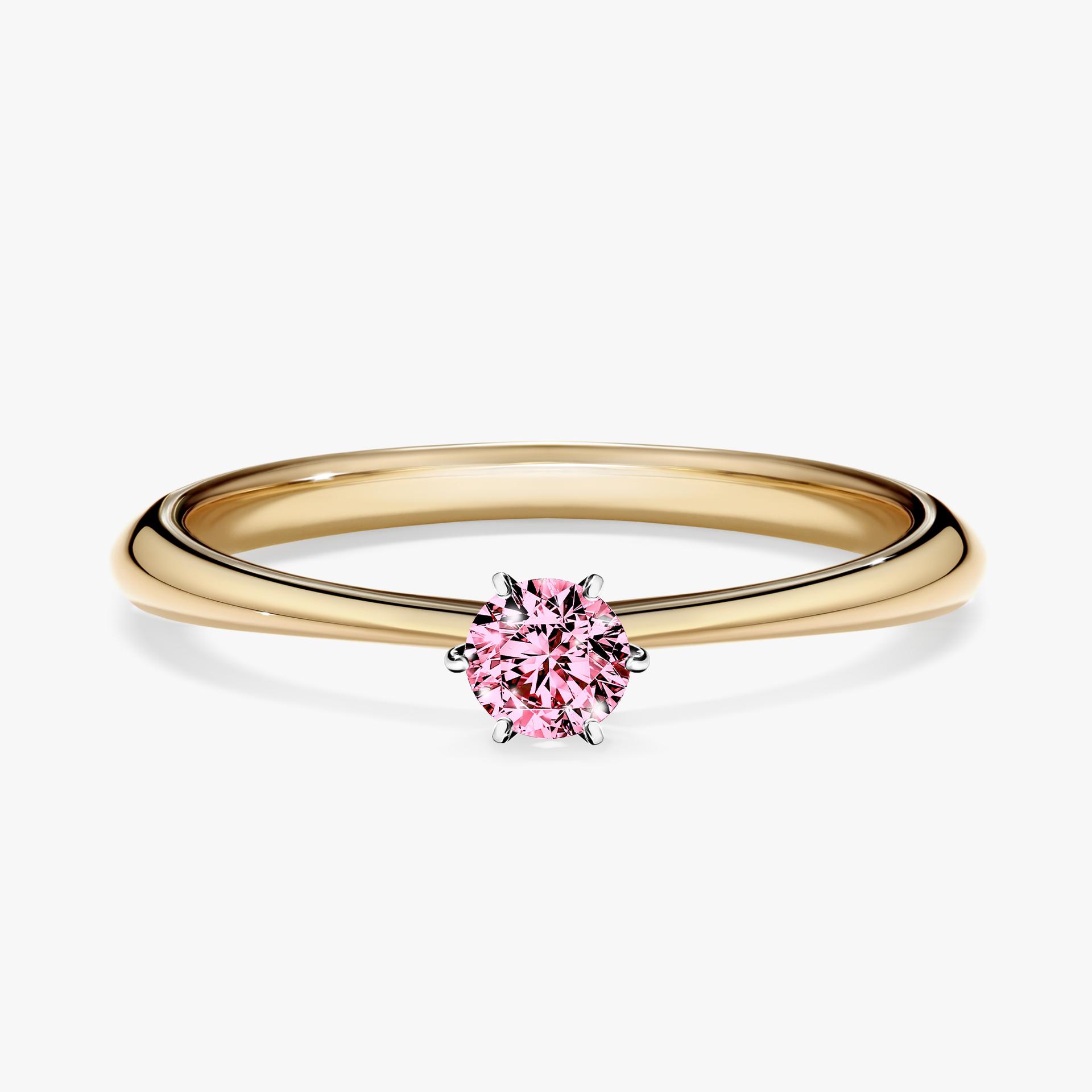 Pierscionek zareczynowy z diamentem rozowy 017 CT z zoltego zlota my love 01