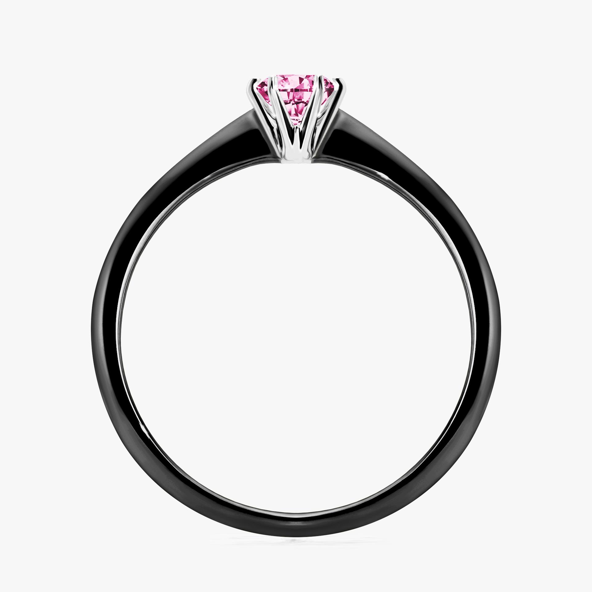 Pierscionek zareczynowy z diamentem rozowy 025 CT z czarnego zlota my love 02