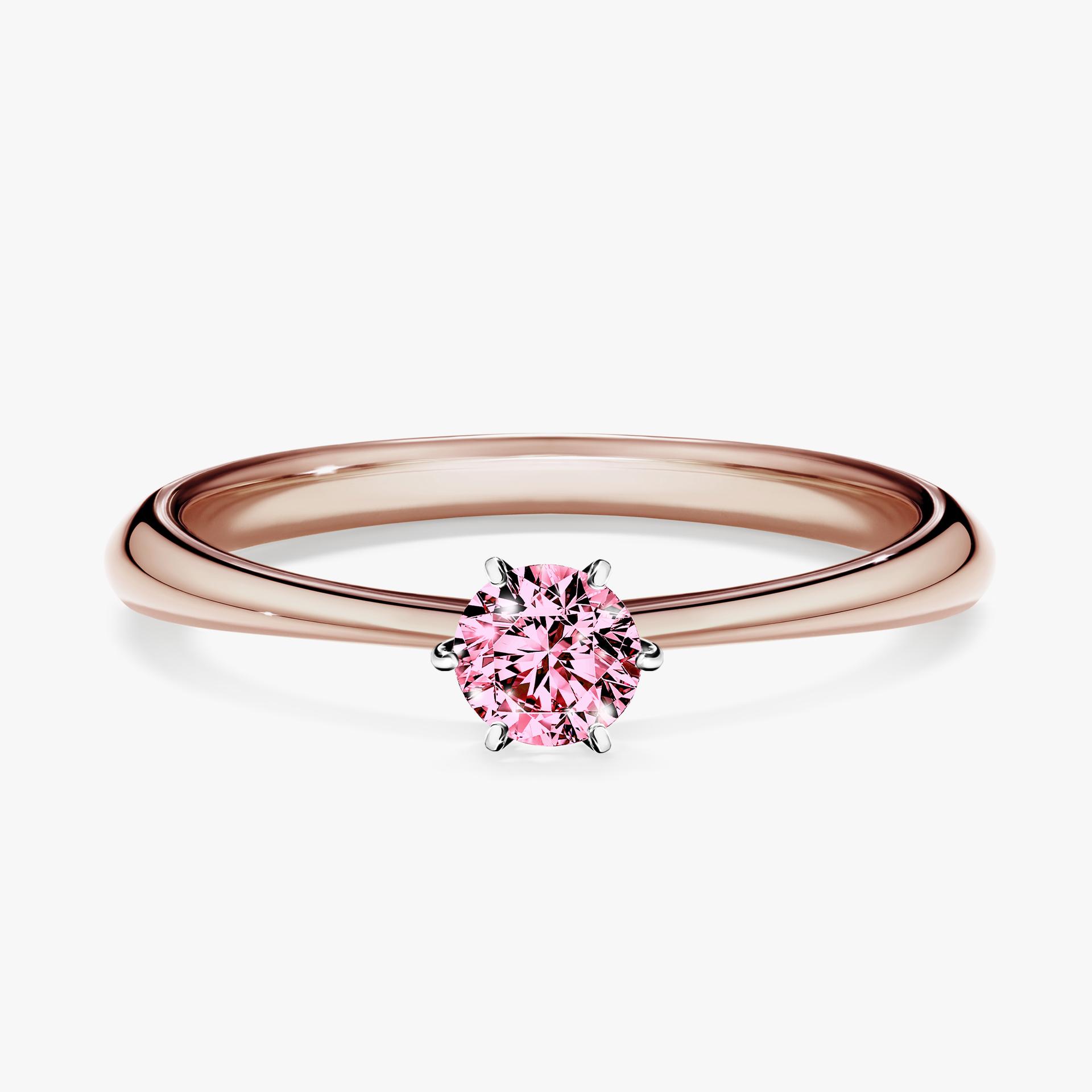Pierscionek zareczynowy z diamentem rozowy 025 CT z rozowego zlota my love 01