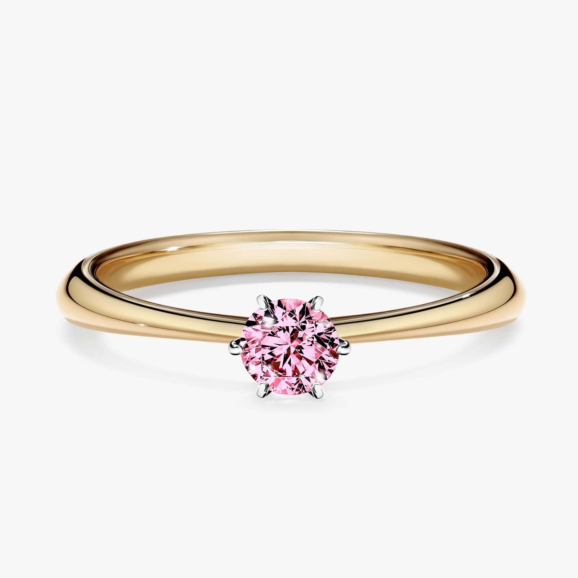 Pierscionek zareczynowy z diamentem rozowy 025 CT z zoltego zlota my love 01