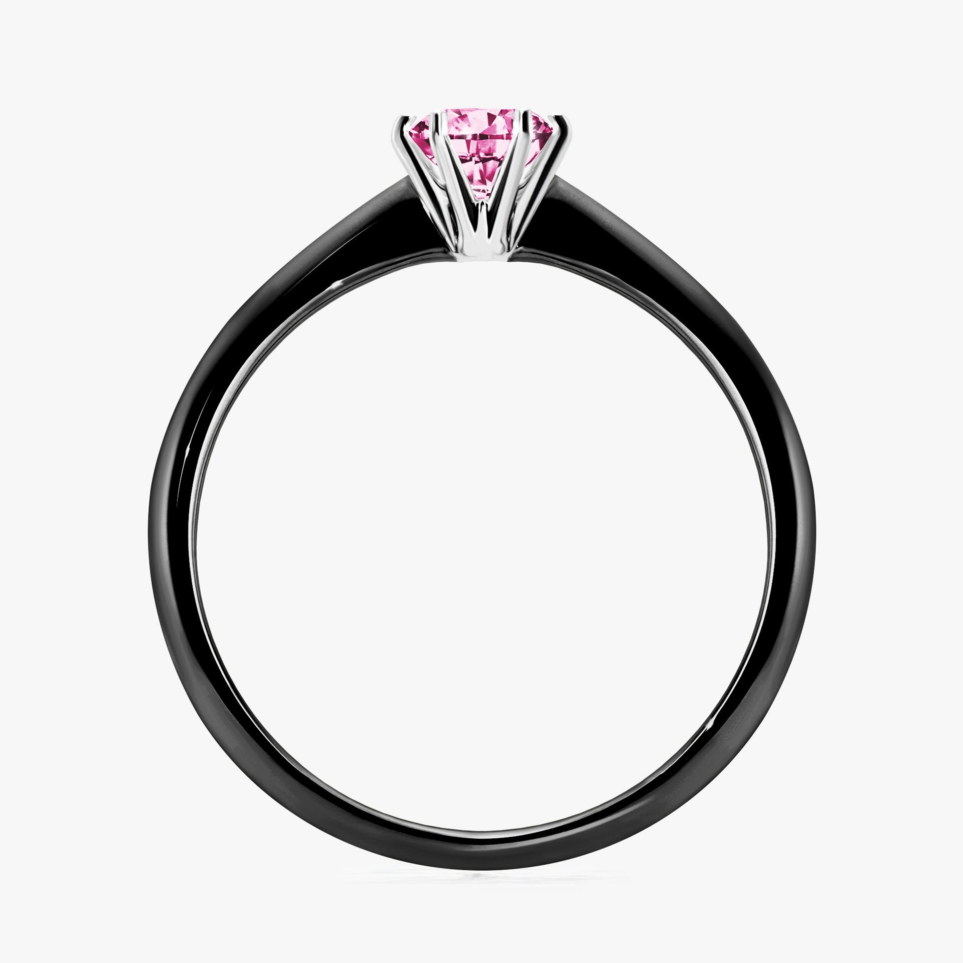 Pierscionek zareczynowy z diamentem rozowy 030 CT z czarnego zlota my love 02
