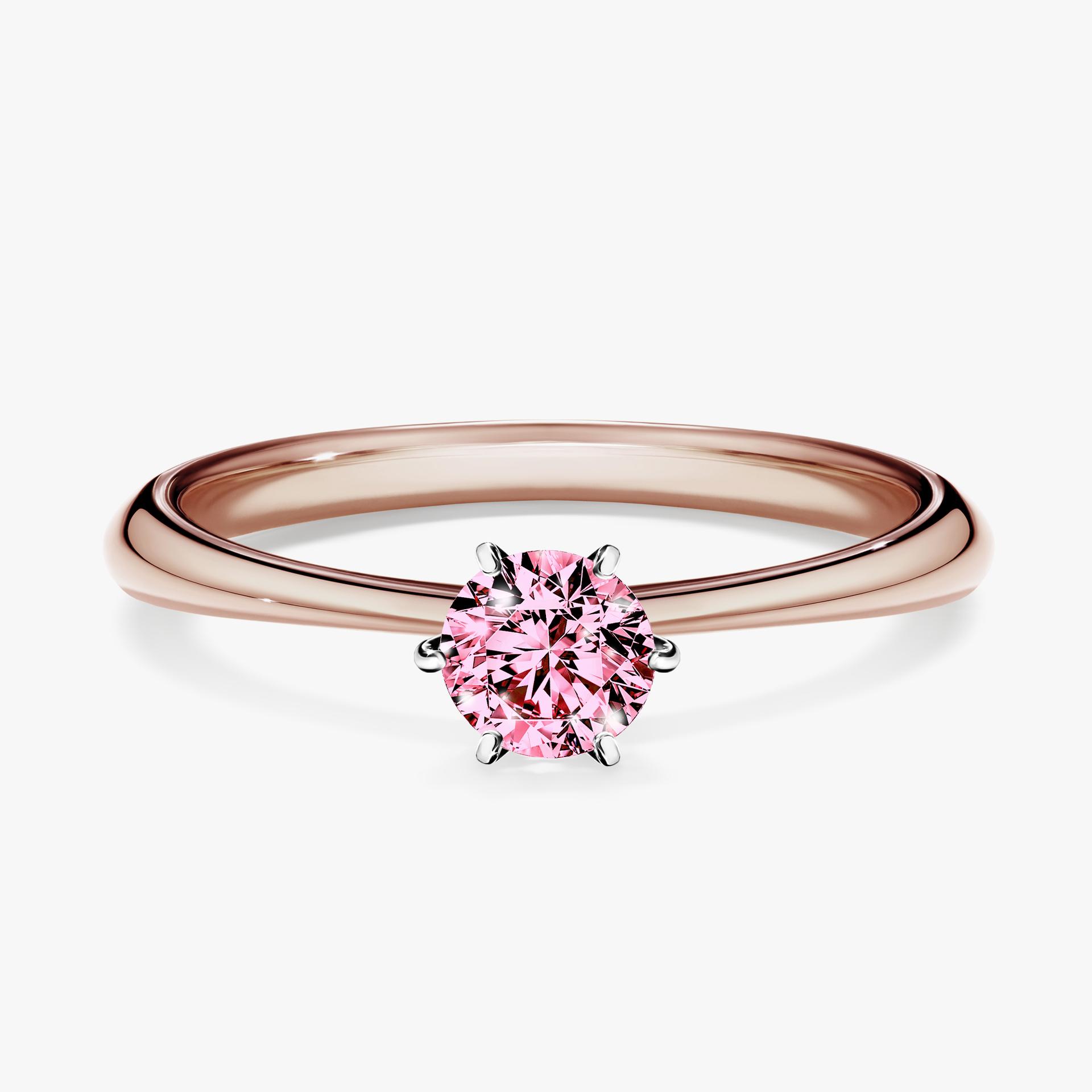 Pierscionek zareczynowy z diamentem rozowy 030 CT z rozowego zlota my love 01