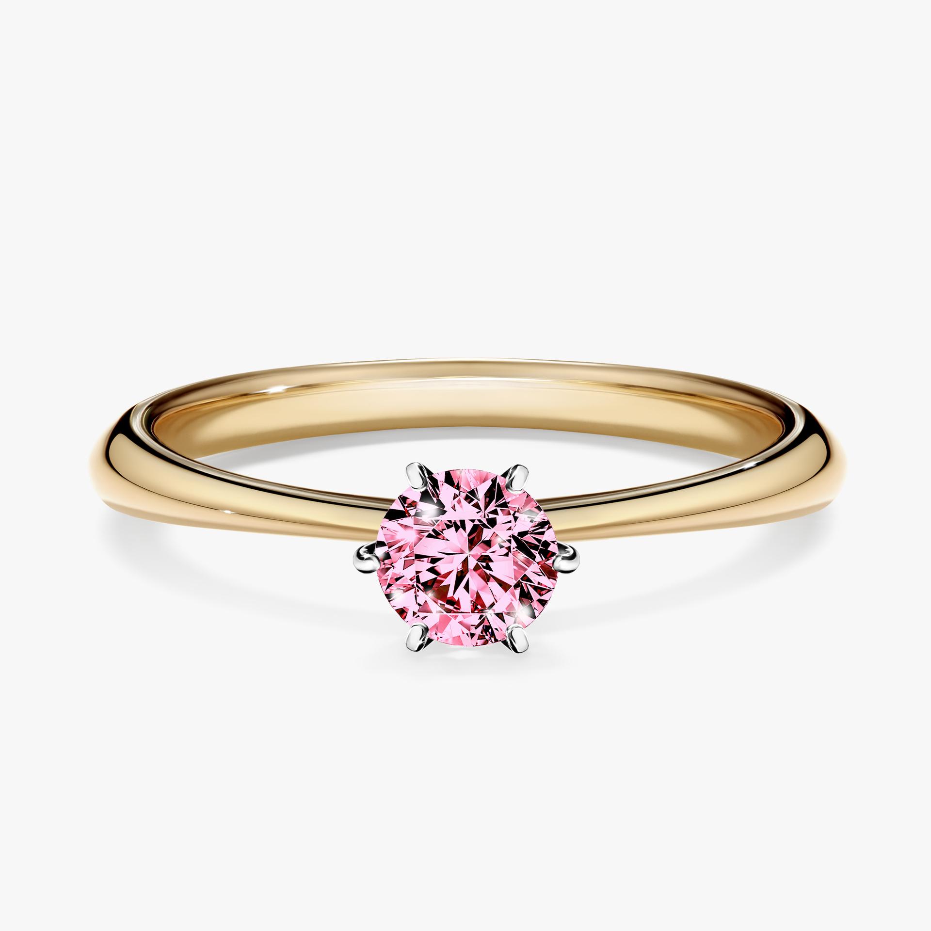 Pierscionek zareczynowy z diamentem rozowy 030 CT z zoltego zlota my love 01
