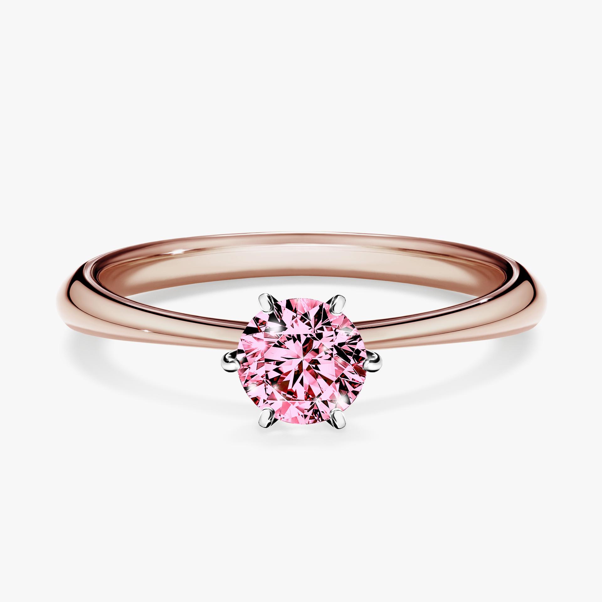Pierscionek zareczynowy z diamentem rozowy 050 CT z rozowego zlota my love 01