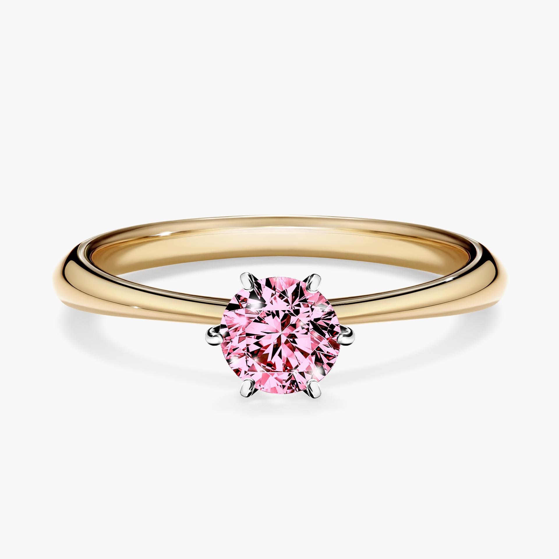 Pierscionek zareczynowy z diamentem rozowy 050 CT z zoltego zlota my love 01
