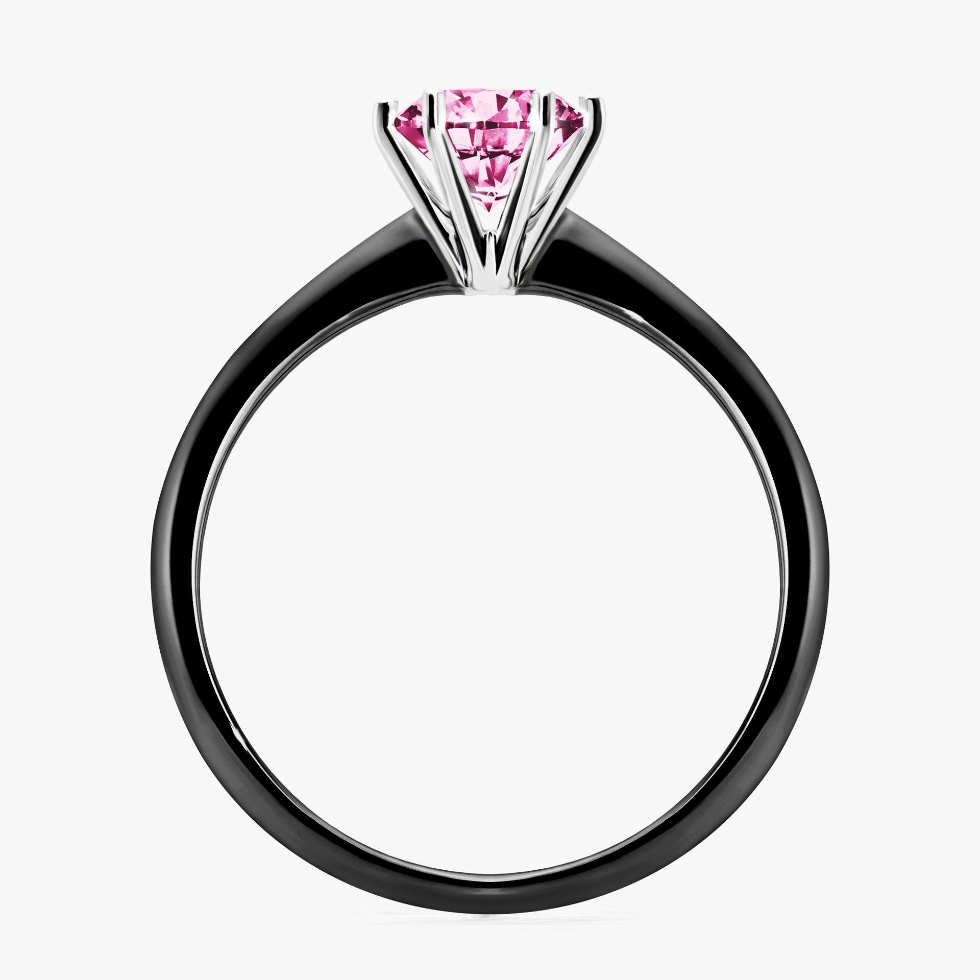 Pierscionek zareczynowy z diamentem rozowy 080 CT z czarnego zlota my love 02