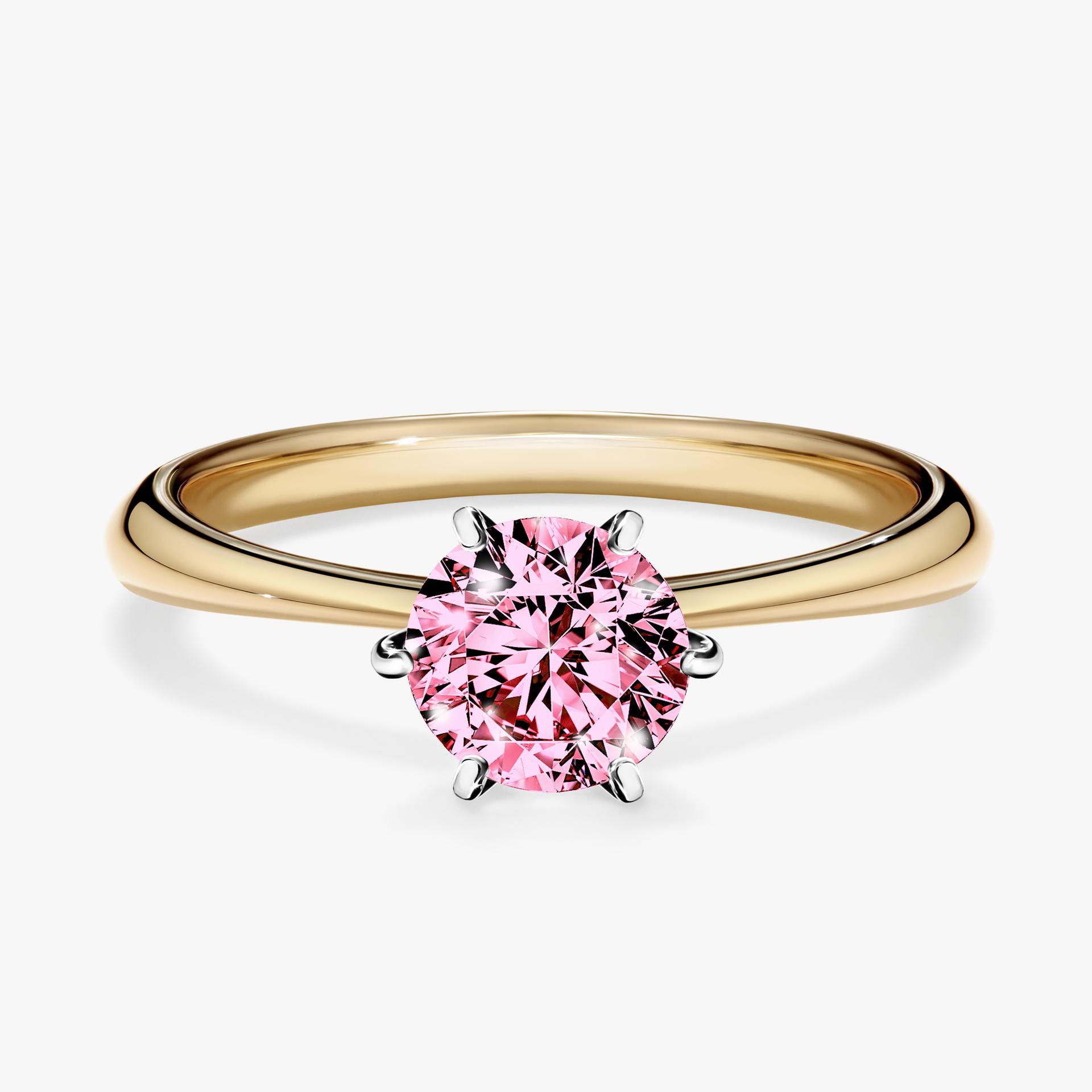 Pierscionek zareczynowy z diamentem rozowy 080 CT z zoltego zlota my love 01