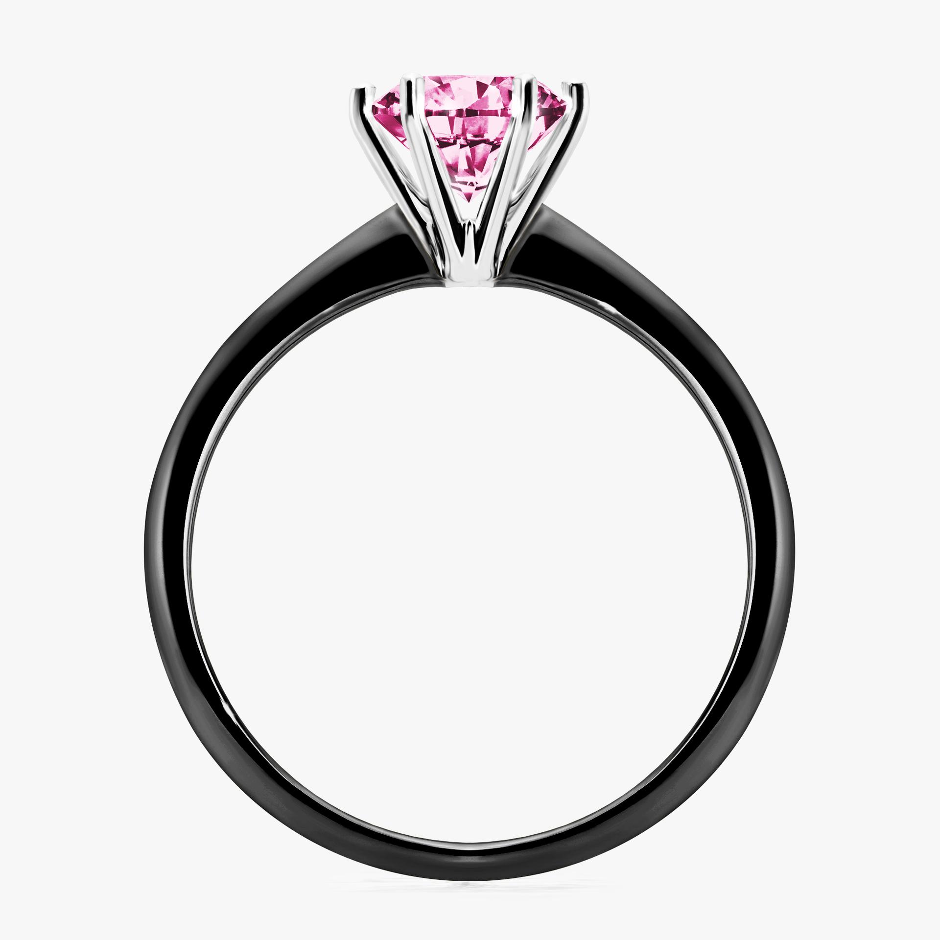 Pierscionek zareczynowy z diamentem rozowy 100 CT z czarnego zlota my love 02
