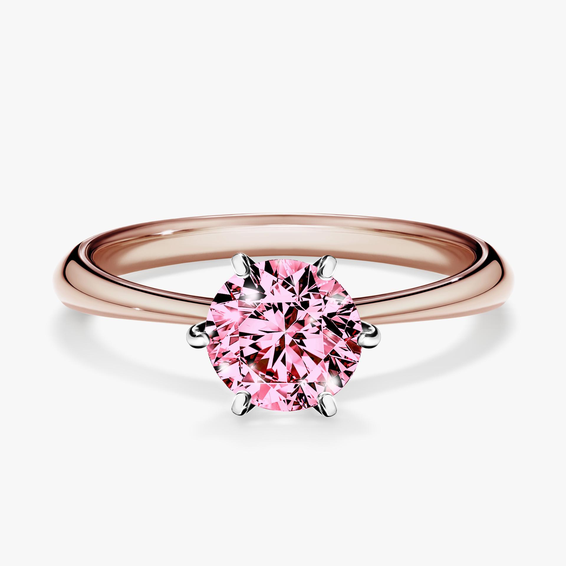 Pierscionek zareczynowy z diamentem rozowy 100 CT z rozowego zlota my love 01