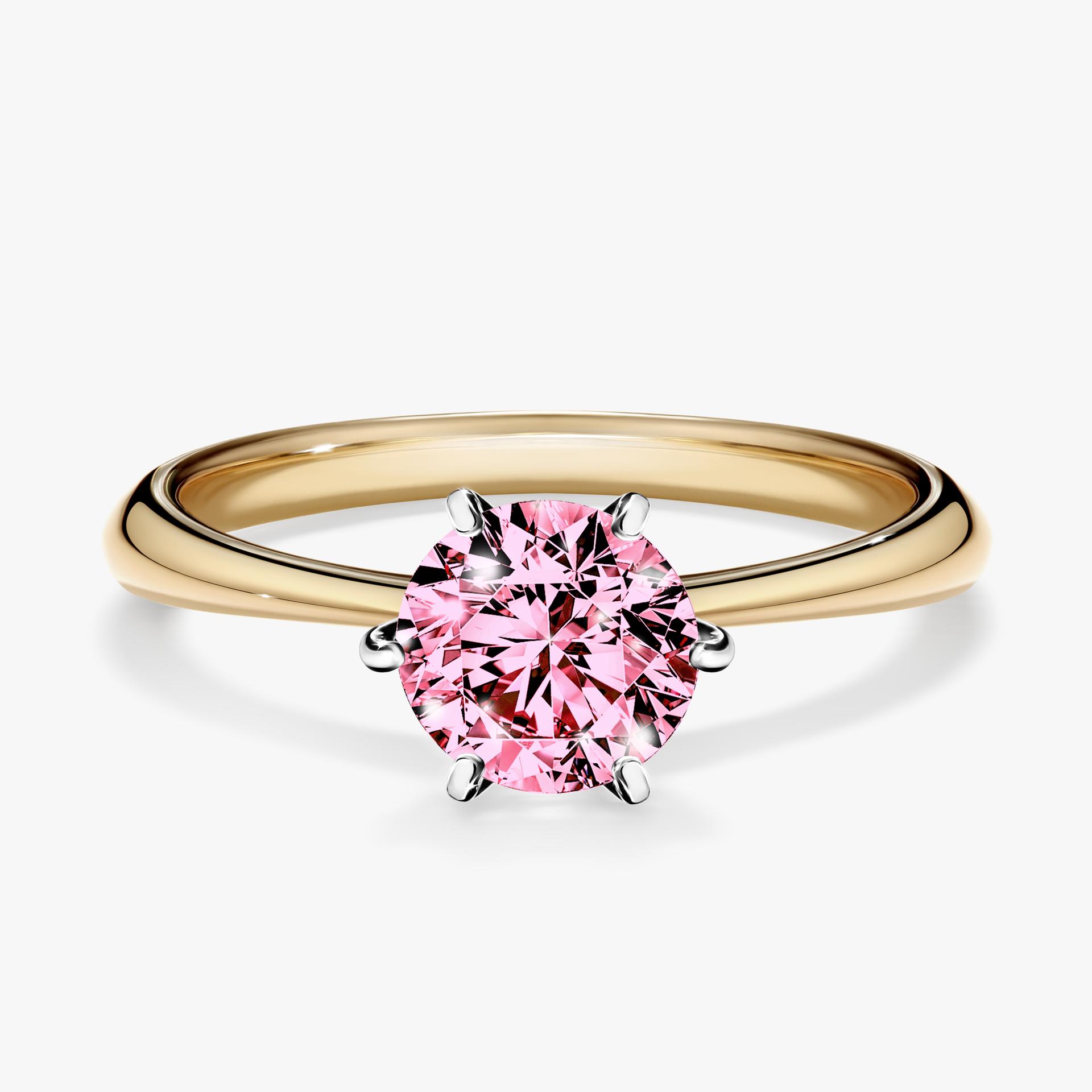 Pierscionek zareczynowy z diamentem rozowy 100 CT z zoltego zlota my love 01
