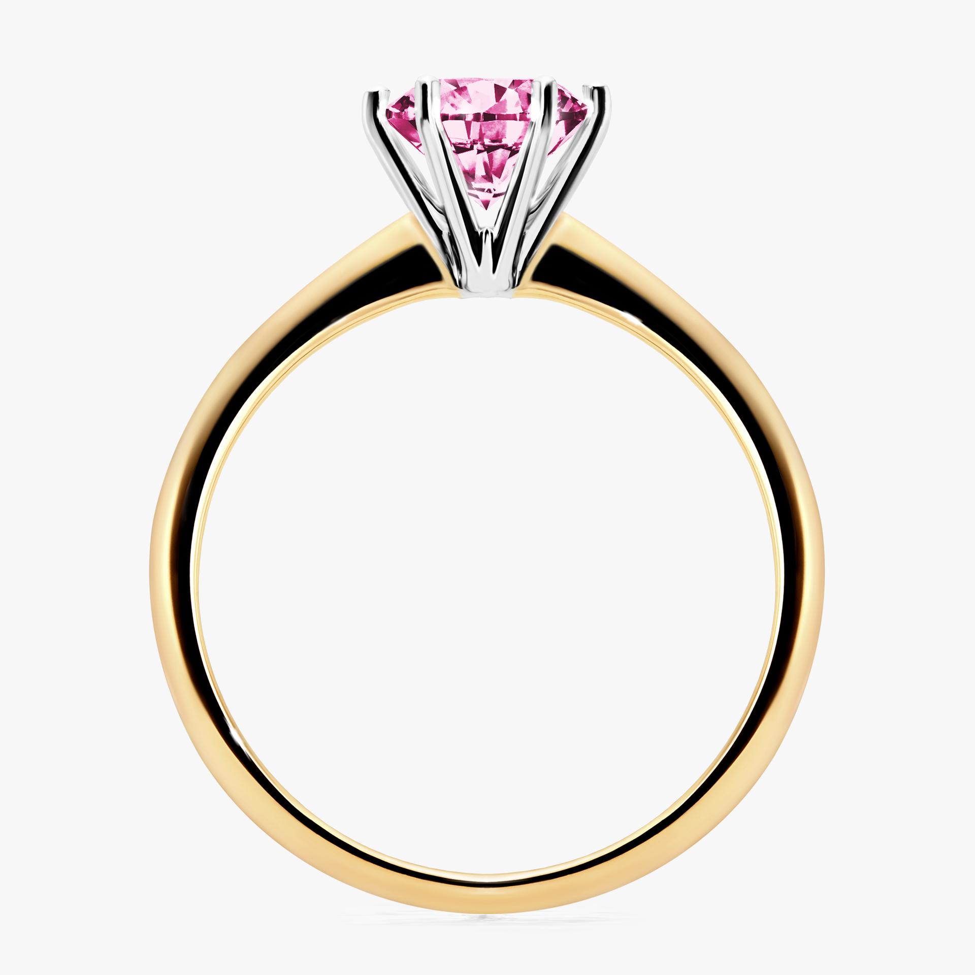 Pierscionek zareczynowy z diamentem rozowy 100 CT z zoltego zlota my love 02