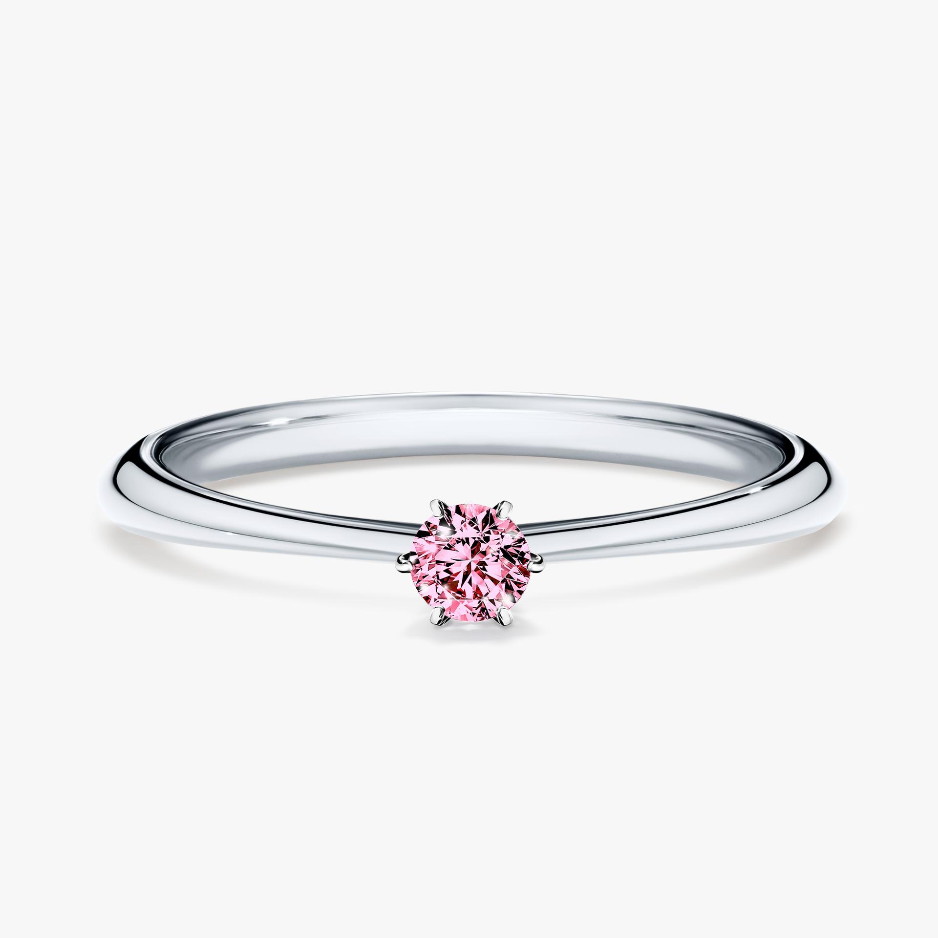 Pierscionek zareczynowy z diamentem rozowym 010 CT z bialego zlota my love 01