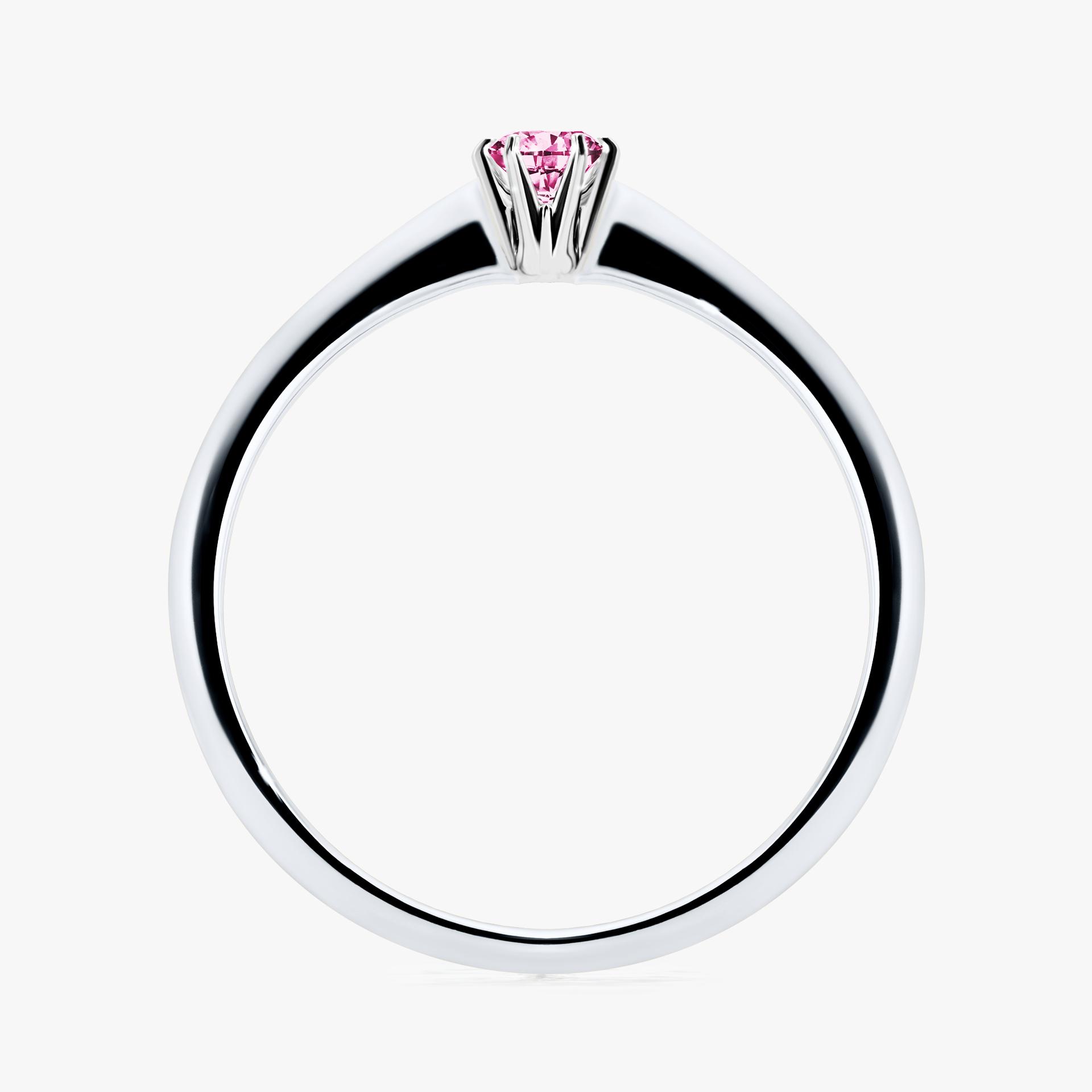 Pierscionek zareczynowy z diamentem rozowym 010 CT z bialego zlota my love 02
