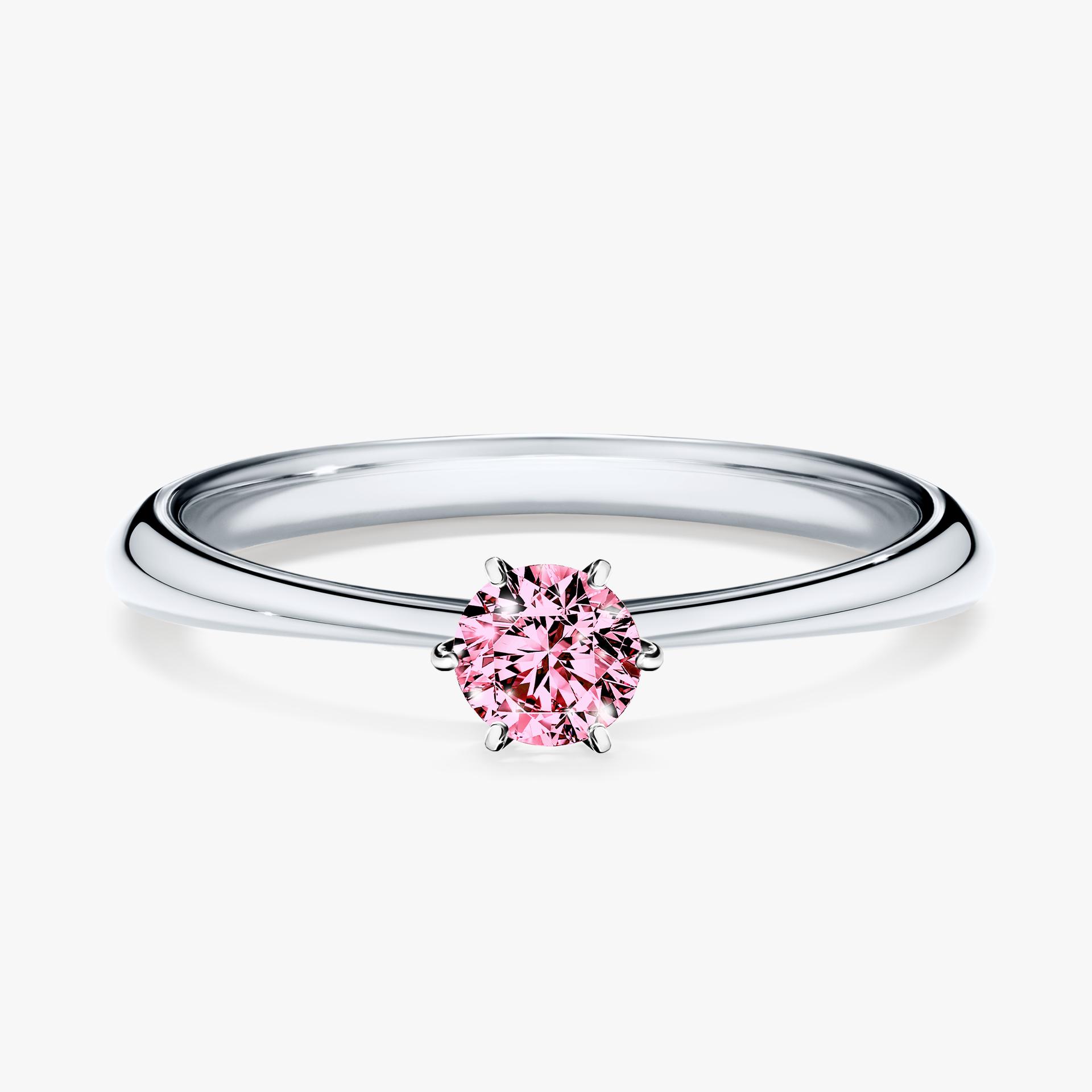 Pierscionek zareczynowy z diamentem rozowym 025 CT z bialego zlota my love 01