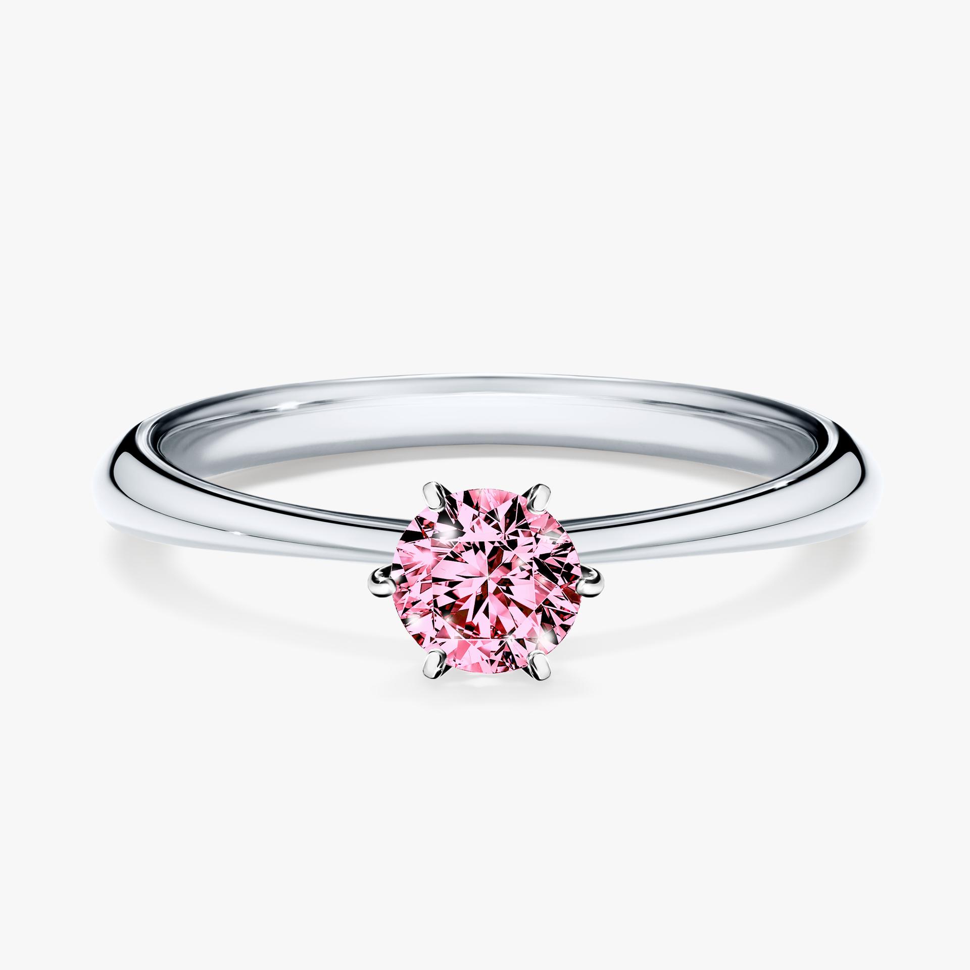 Pierscionek zareczynowy z diamentem rozowym 030 CT z bialego zlota my love 01