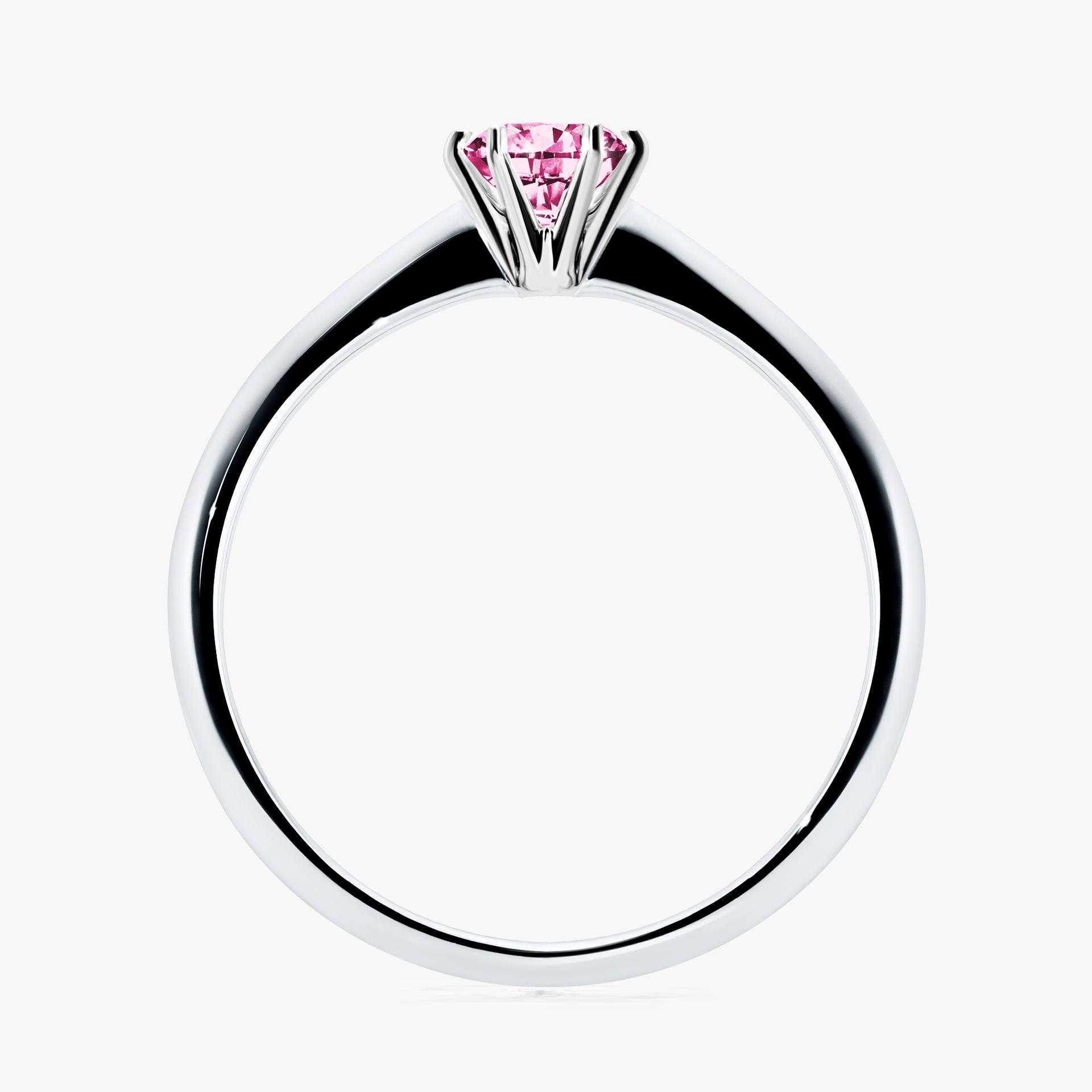 Pierscionek zareczynowy z diamentem rozowym 030 CT z bialego zlota my love 02
