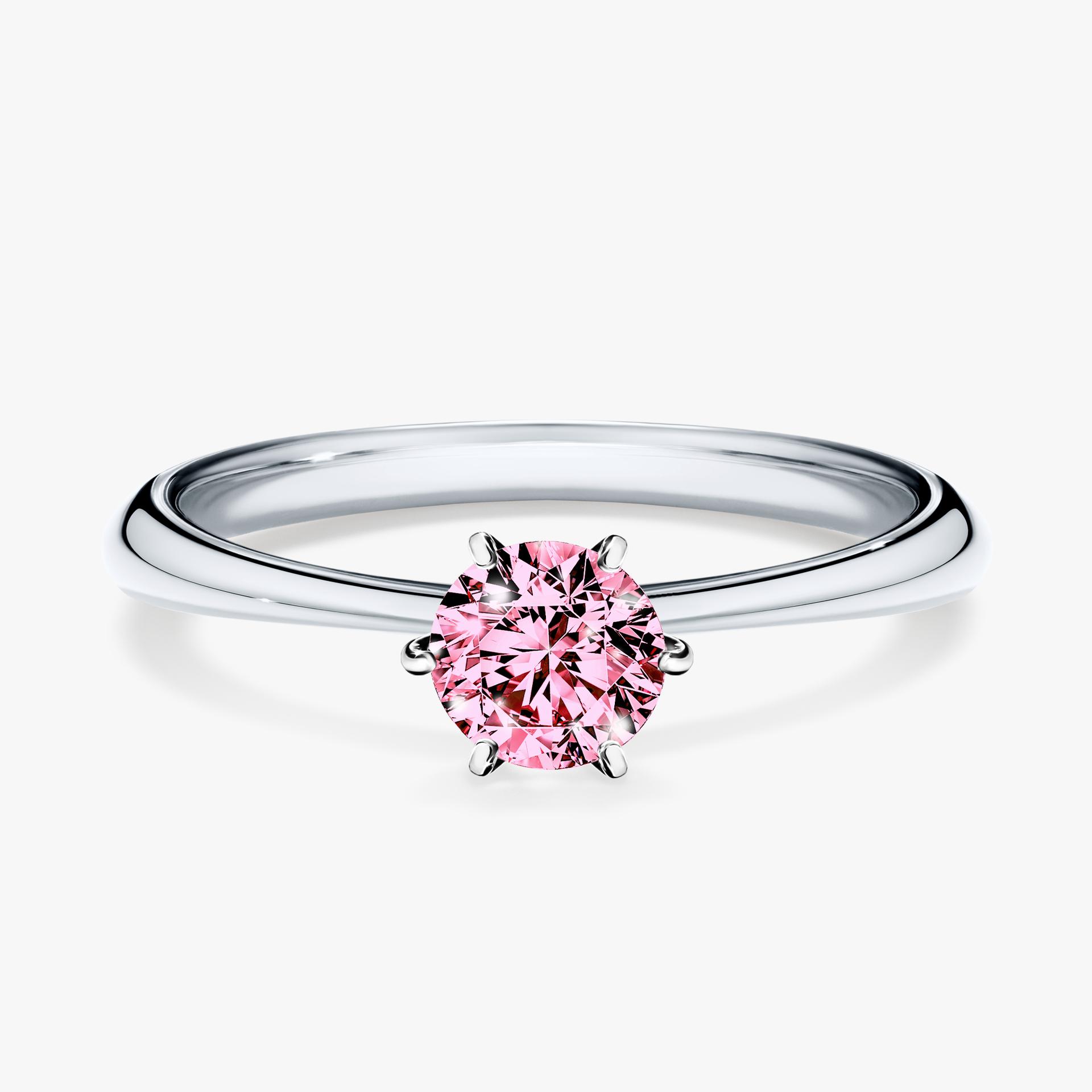 Pierscionek zareczynowy z diamentem rozowym 050 CT z bialego zlota my love 01