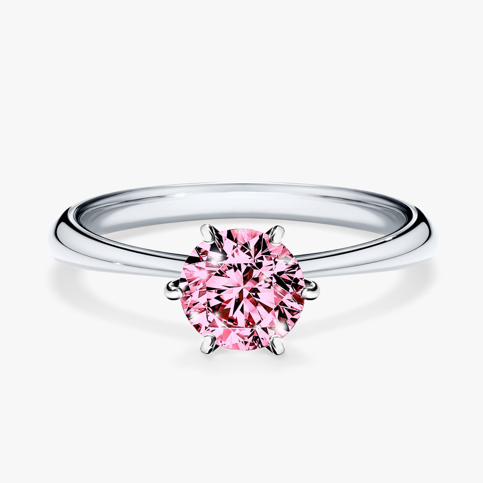 Pierscionek zareczynowy z diamentem rozowym 080 CT z bialego zlota my love 01