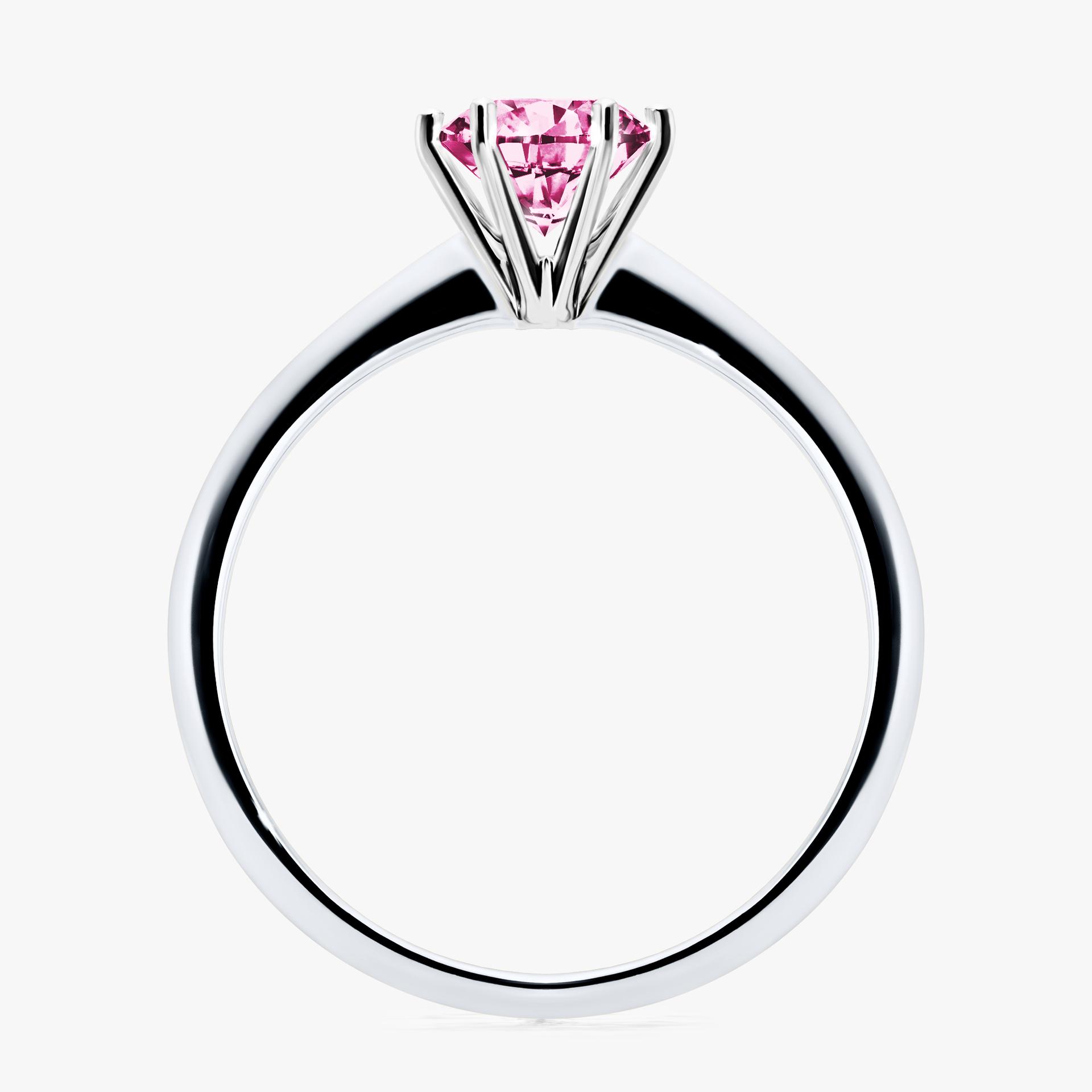 Pierscionek zareczynowy z diamentem rozowym 080 CT z bialego zlota my love 02