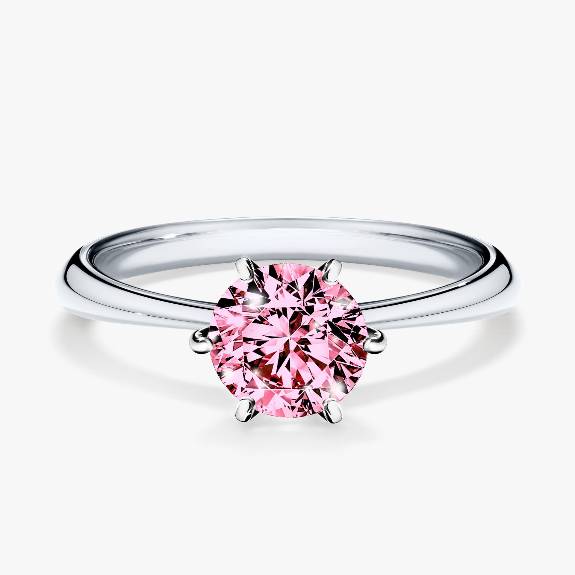 Pierscionek zareczynowy z diamentem rozowym 100 CT z bialego zlota my love 01
