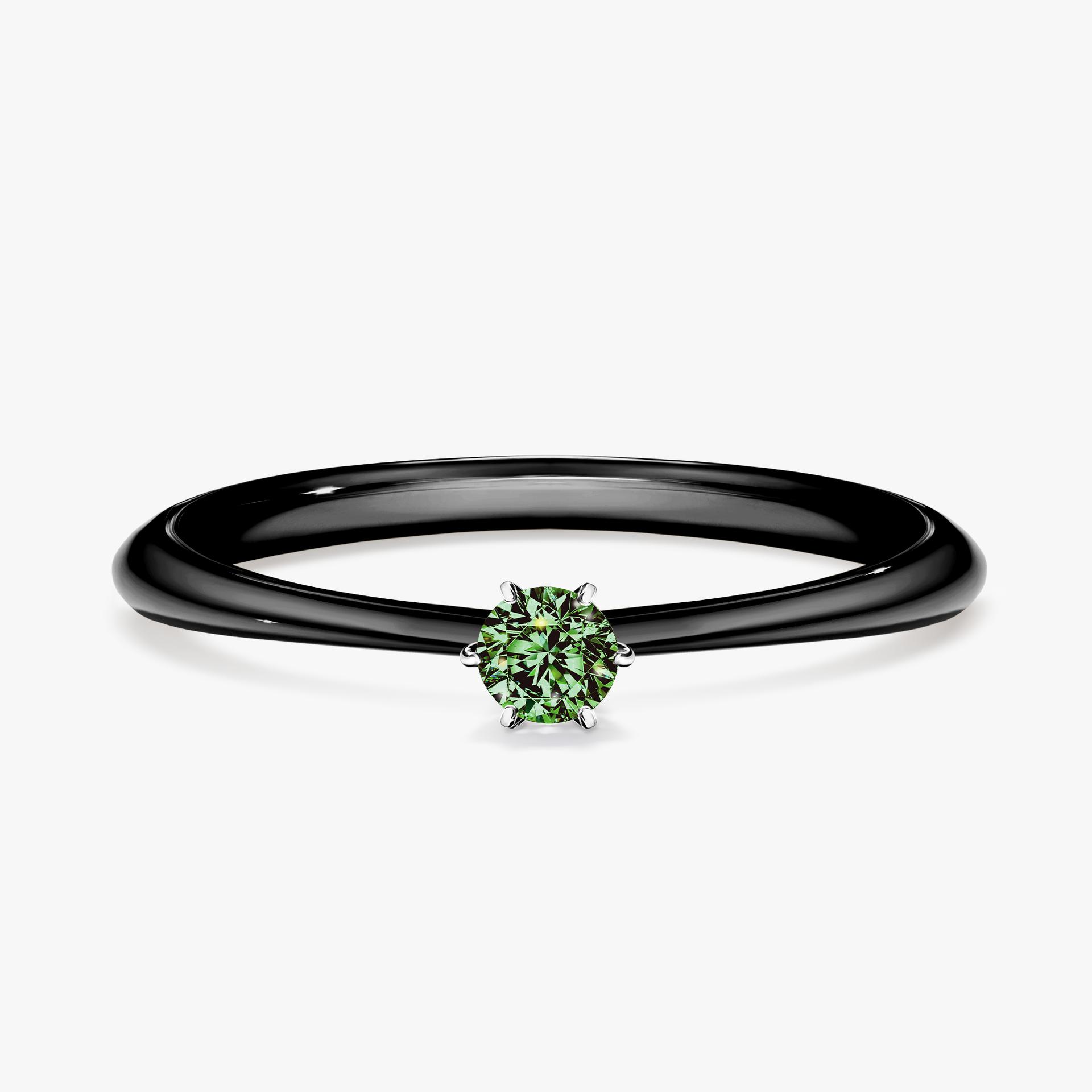 Pierscionek zareczynowy z diamentem zielony_ciemny 010 CT z czarnego zlota my love 01