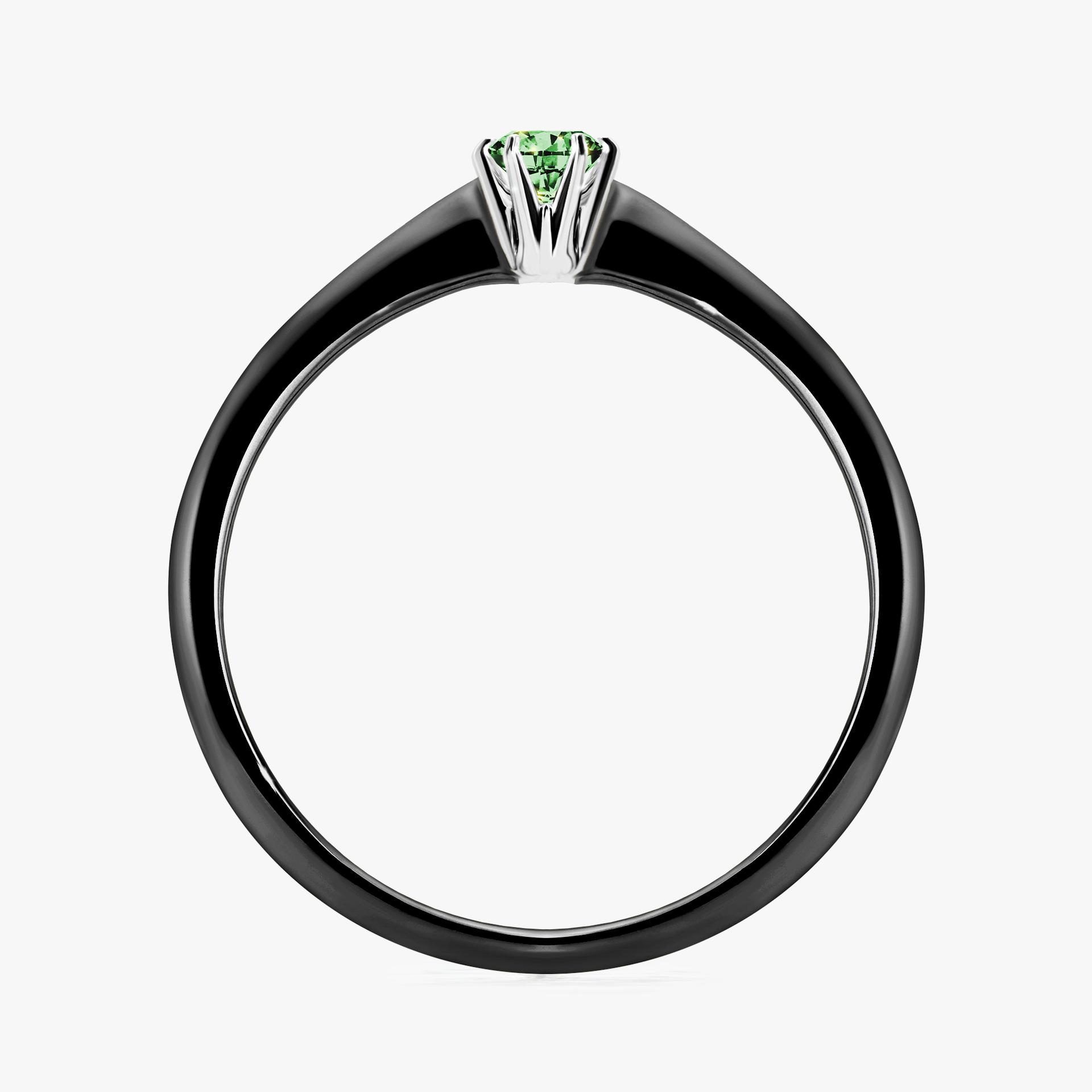Pierscionek zareczynowy z diamentem zielony_ciemny 010 CT z czarnego zlota my love 02