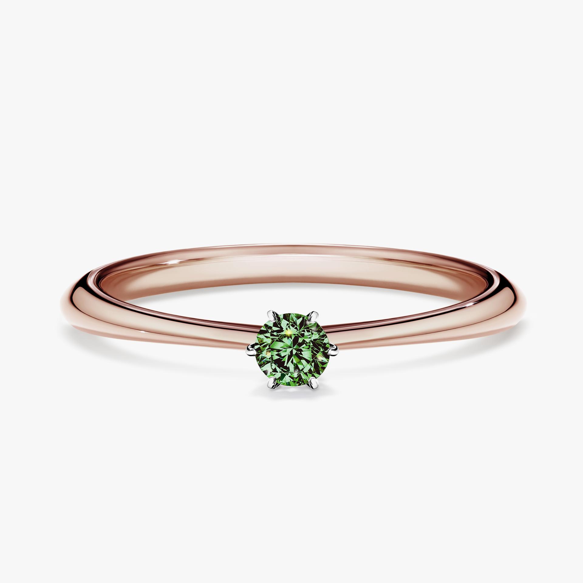 Pierscionek zareczynowy z diamentem zielony_ciemny 010 CT z rozowego zlota my love 01
