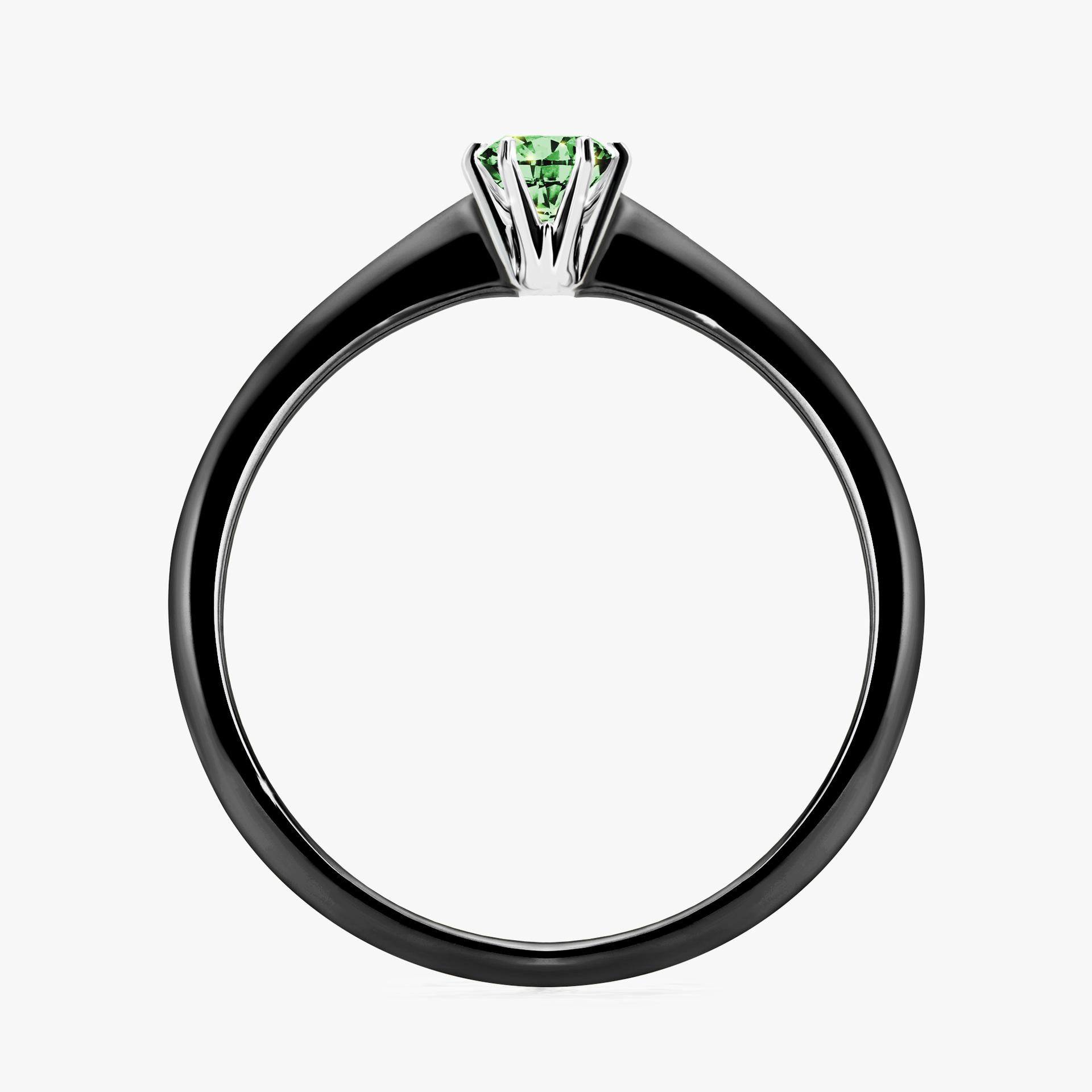 Pierscionek zareczynowy z diamentem zielony_ciemny 017 CT z czarnego zlota my love 02