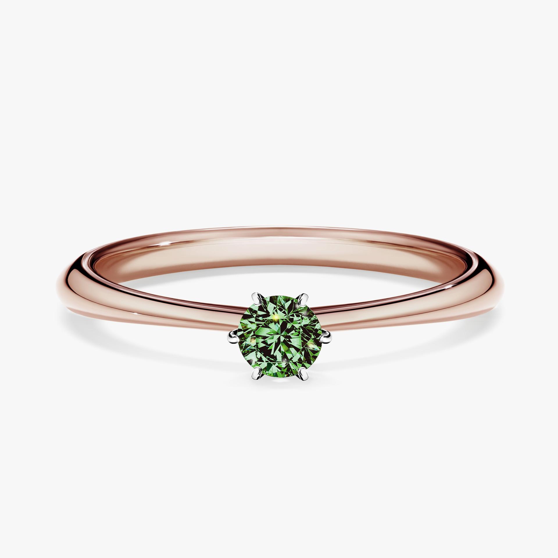 Pierscionek zareczynowy z diamentem zielony_ciemny 017 CT z rozowego zlota my love 01