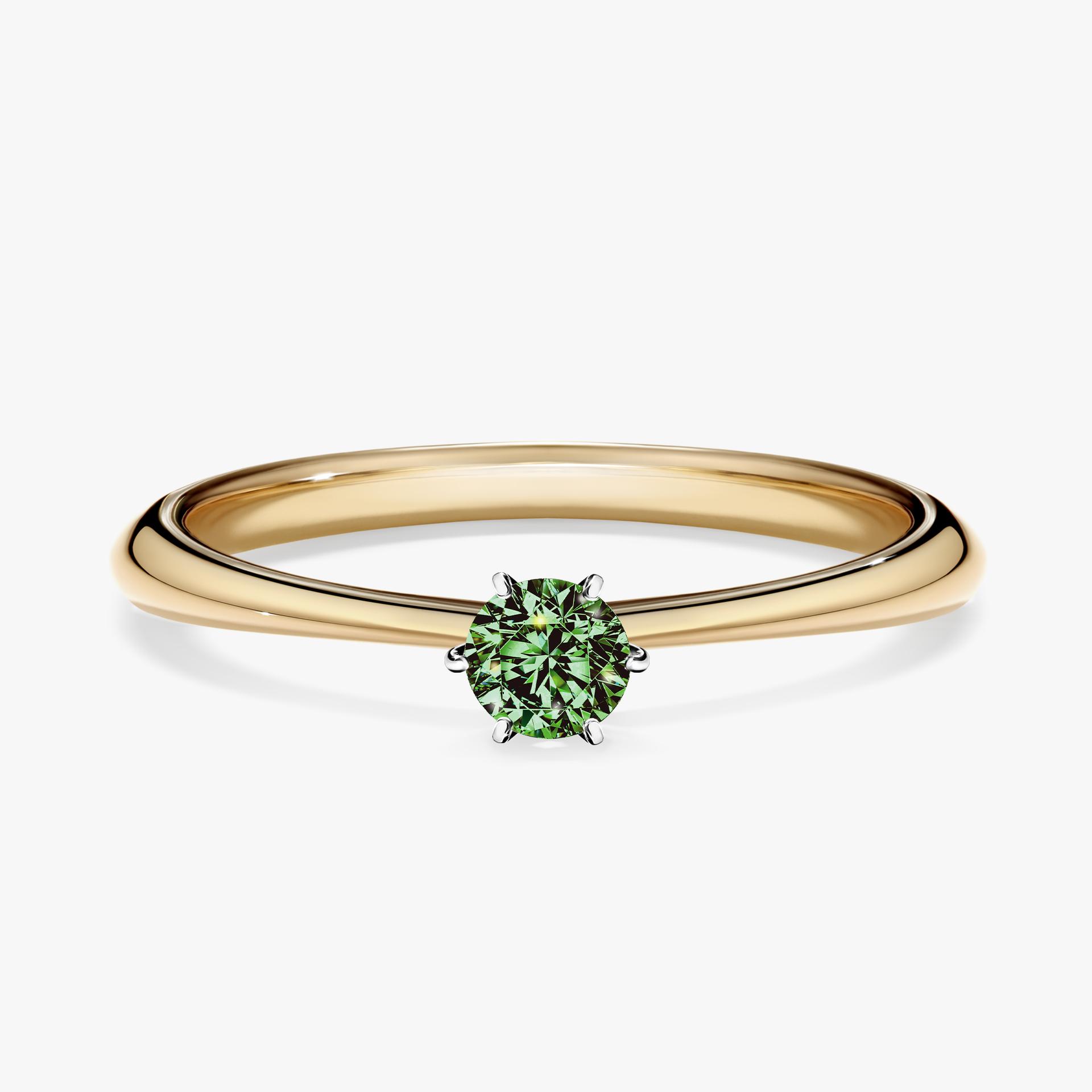 Pierscionek zareczynowy z diamentem zielony_ciemny 017 CT z zoltego zlota my love 01