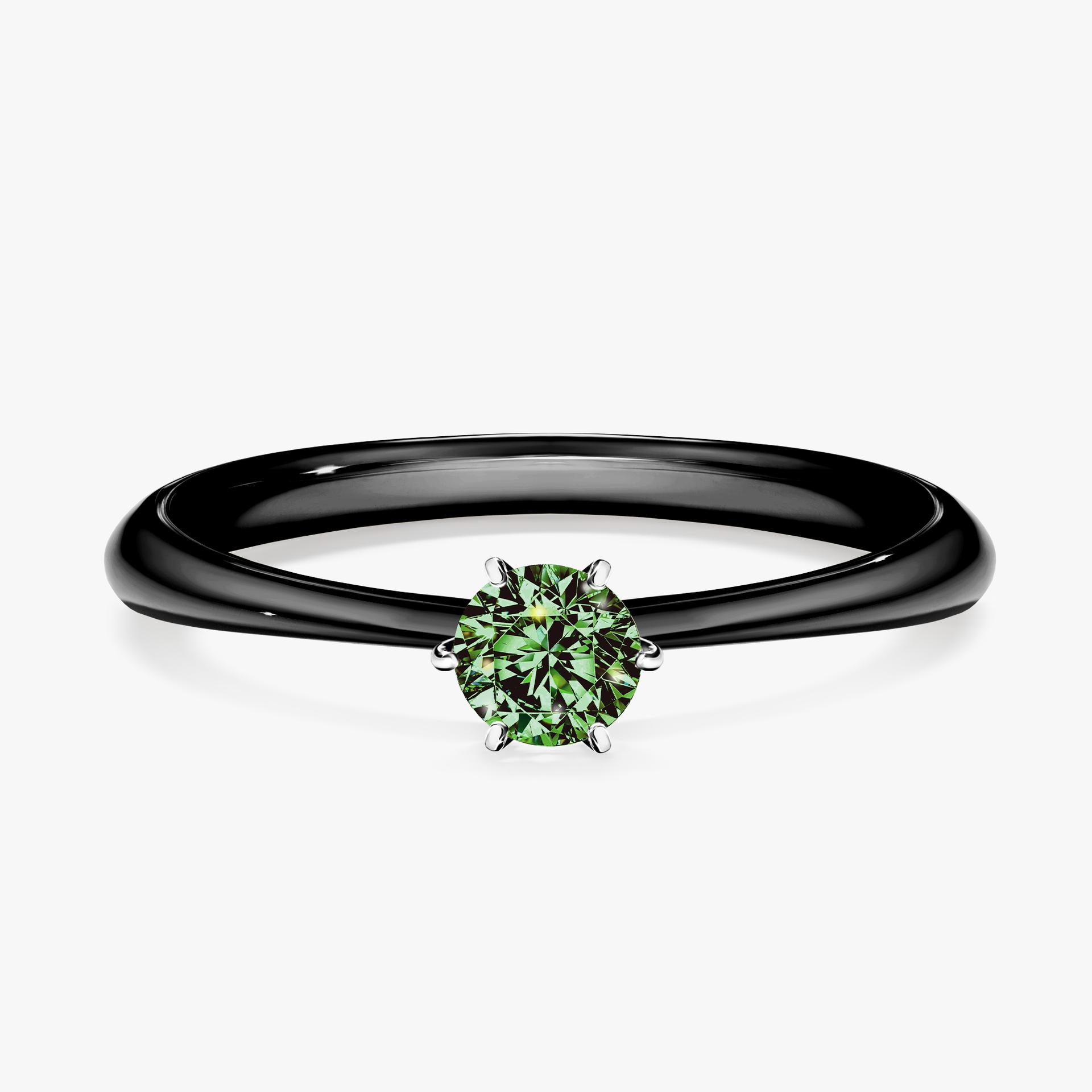 Pierscionek zareczynowy z diamentem zielony_ciemny 025 CT z czarnego zlota my love 01