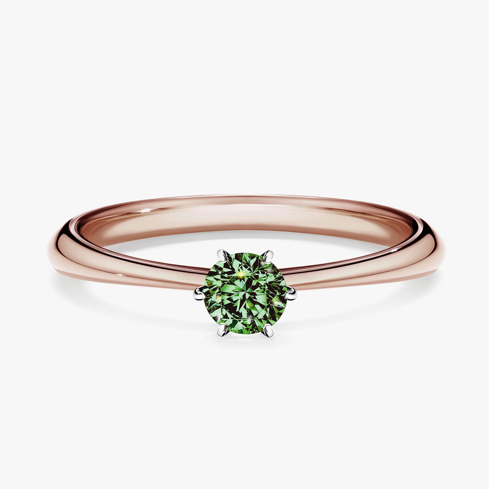 Pierscionek zareczynowy z diamentem zielony_ciemny 025 CT z rozowego zlota my love 01