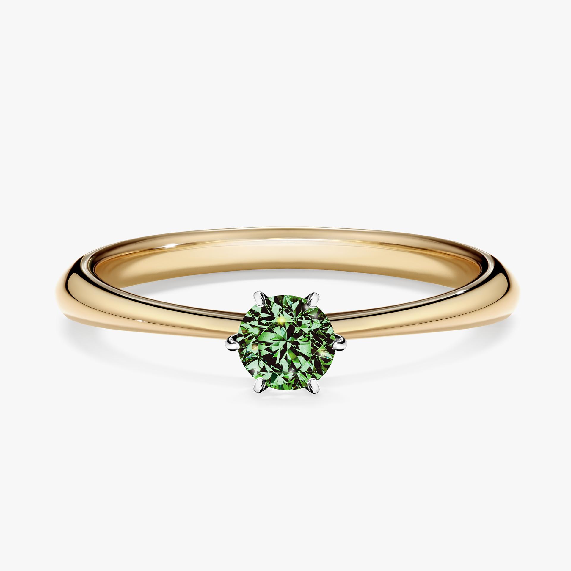 Pierscionek zareczynowy z diamentem zielony_ciemny 025 CT z zoltego zlota my love 01