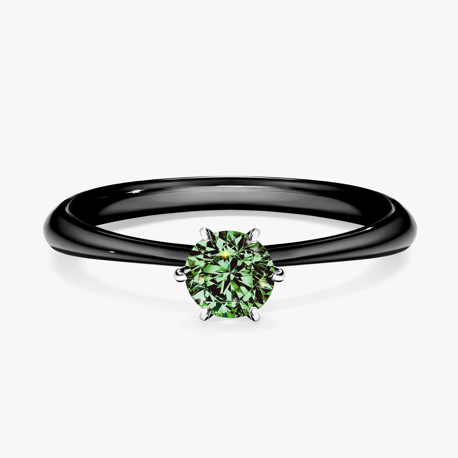 Pierscionek zareczynowy z diamentem zielony_ciemny 030 CT z czarnego zlota my love 01