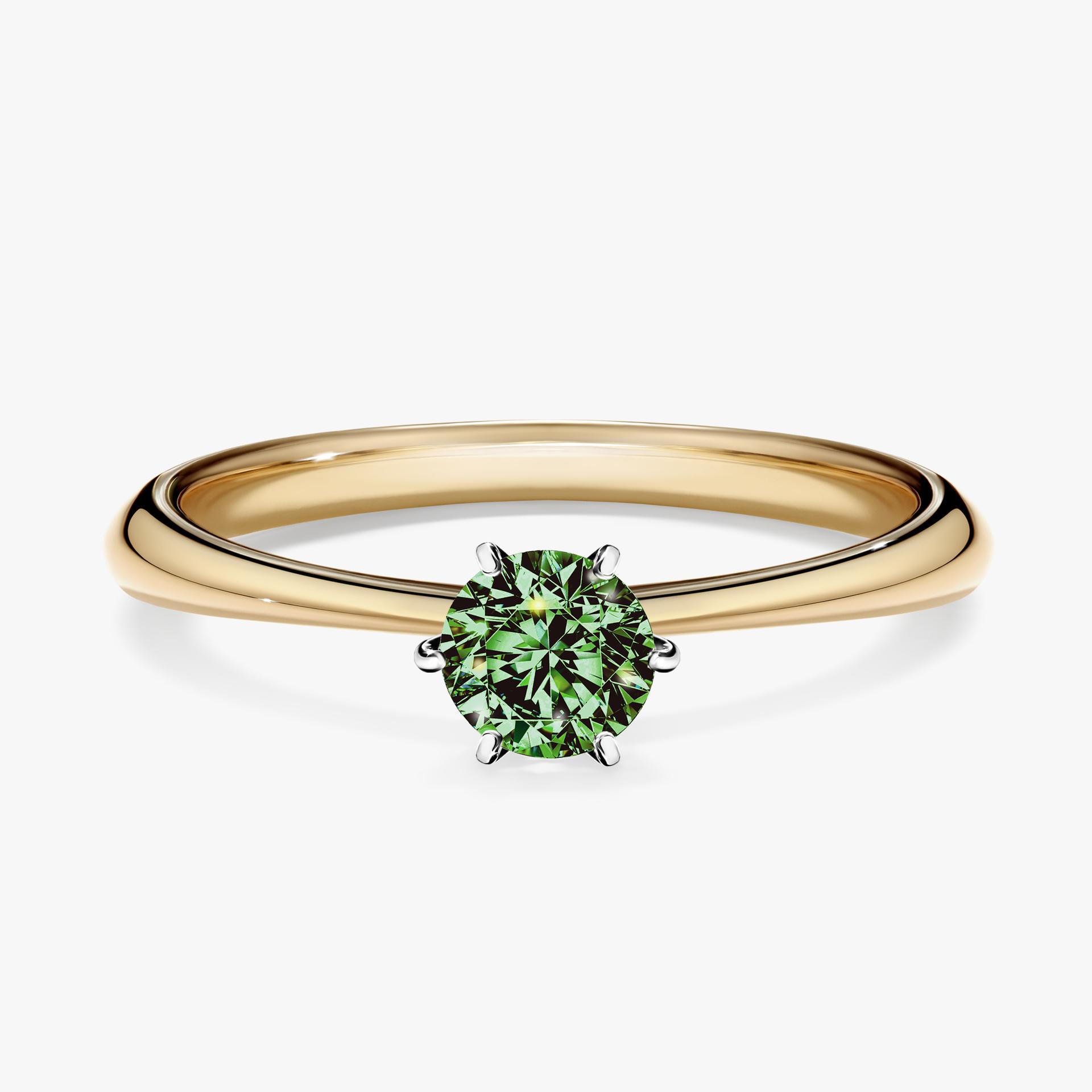 Pierscionek zareczynowy z diamentem zielony_ciemny 030 CT z zoltego zlota my love 01