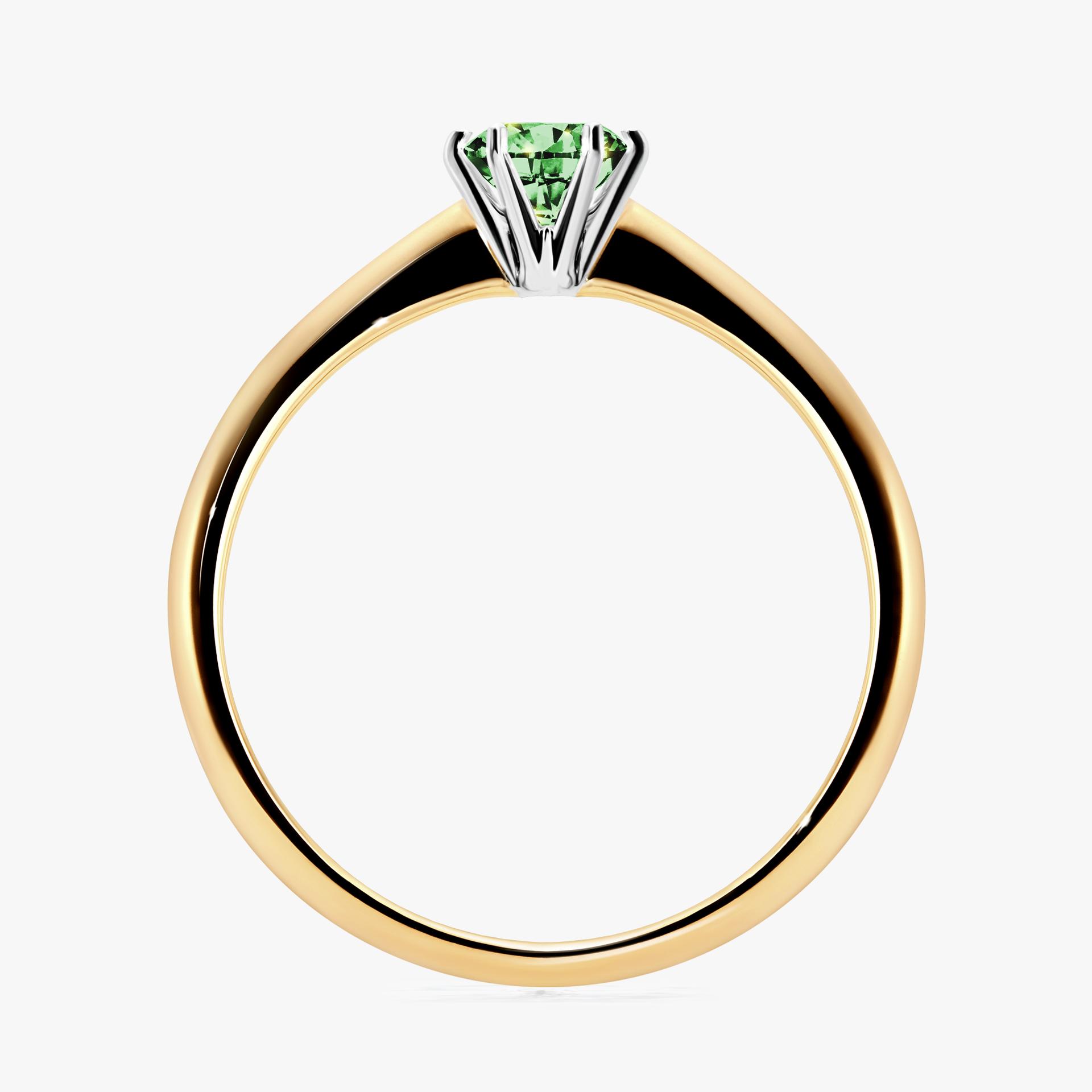 Pierscionek zareczynowy z diamentem zielony_ciemny 030 CT z zoltego zlota my love 02