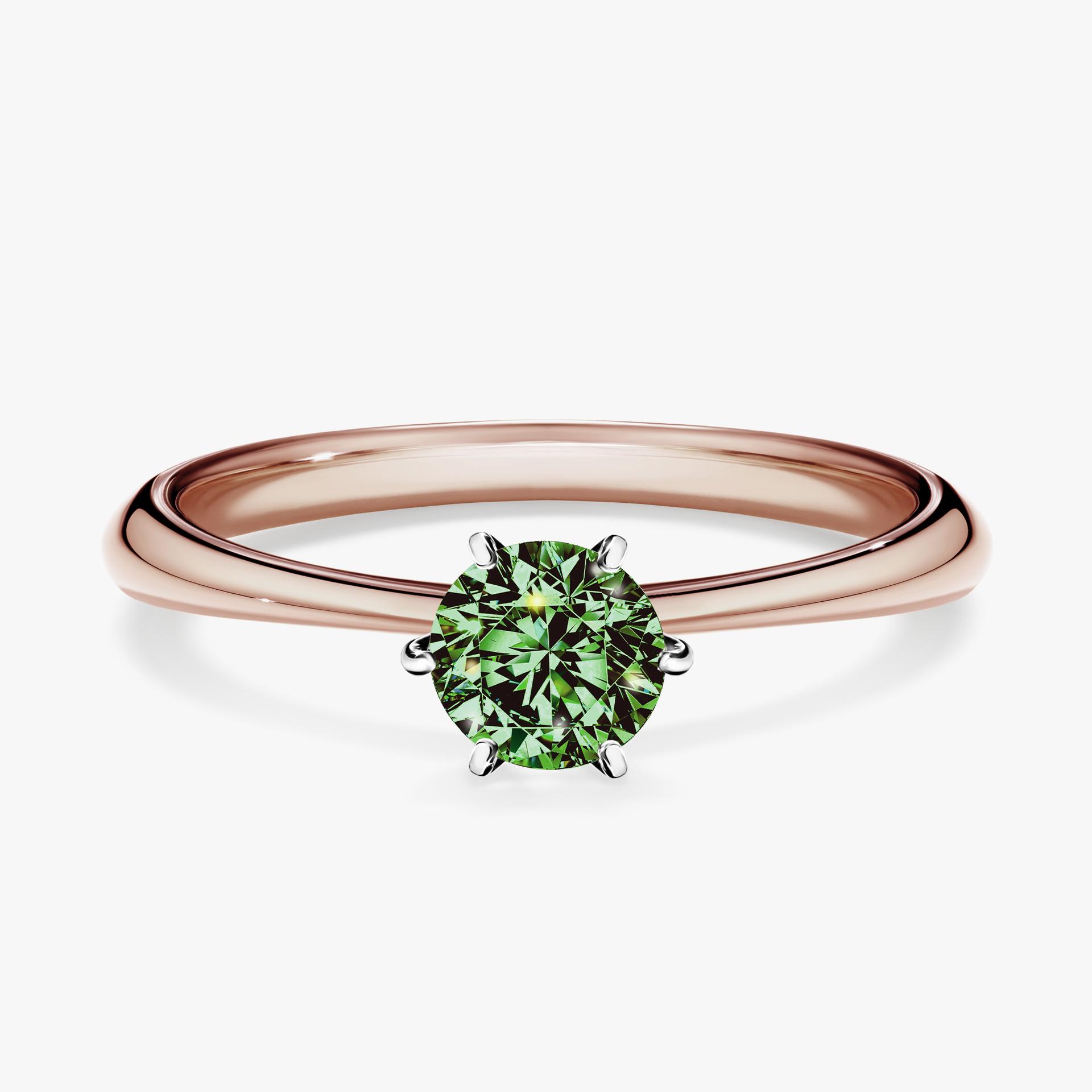 Pierscionek zareczynowy z diamentem zielony_ciemny 050 CT z rozowego zlota my love 01