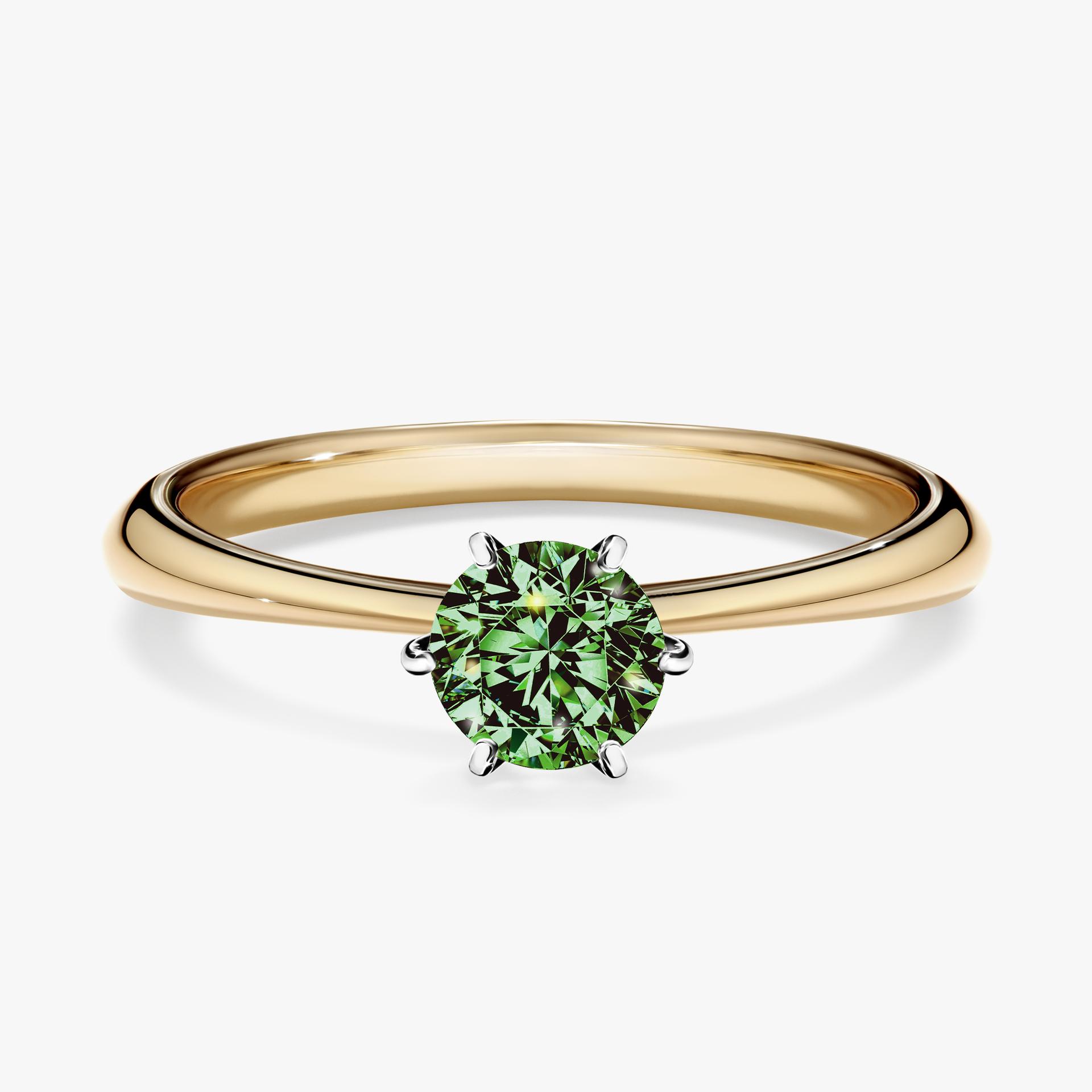 Pierscionek zareczynowy z diamentem zielony_ciemny 050 CT z zoltego zlota my love 01