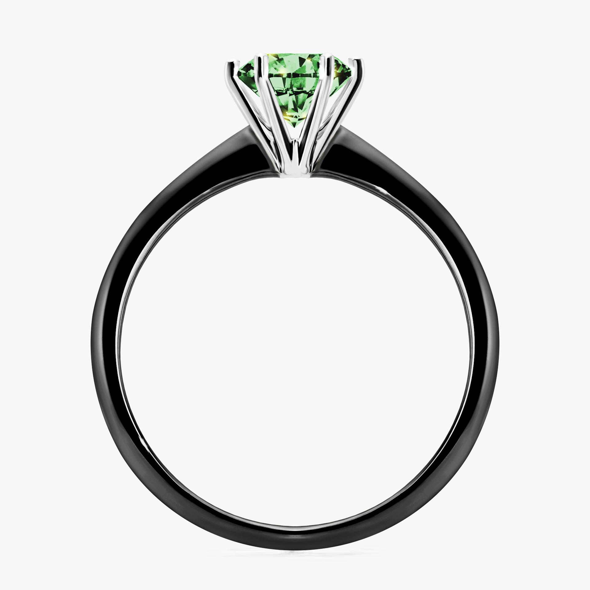 Pierscionek zareczynowy z diamentem zielony_ciemny 080 CT z czarnego zlota my love 02