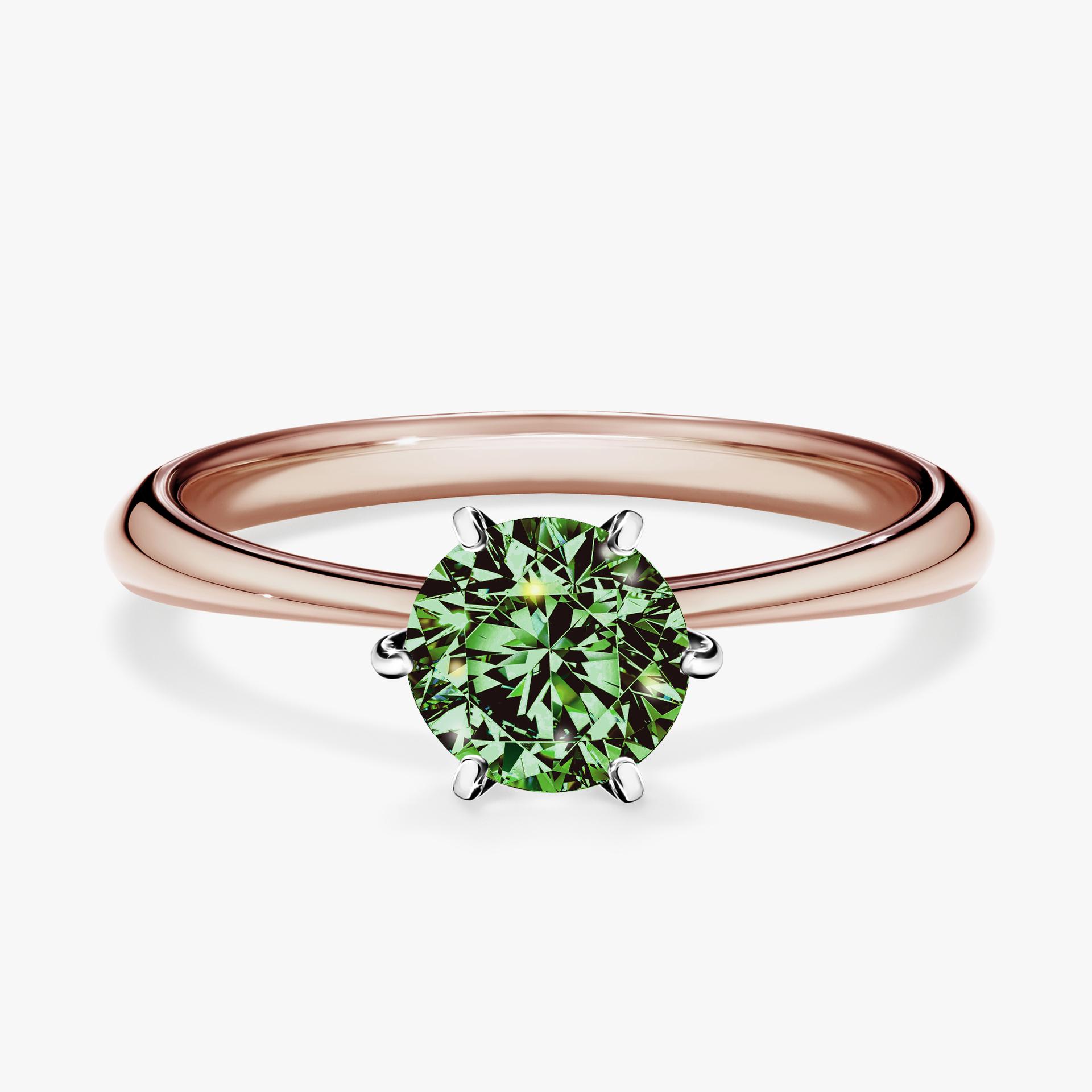 Pierscionek zareczynowy z diamentem zielony_ciemny 080 CT z rozowego zlota my love 01