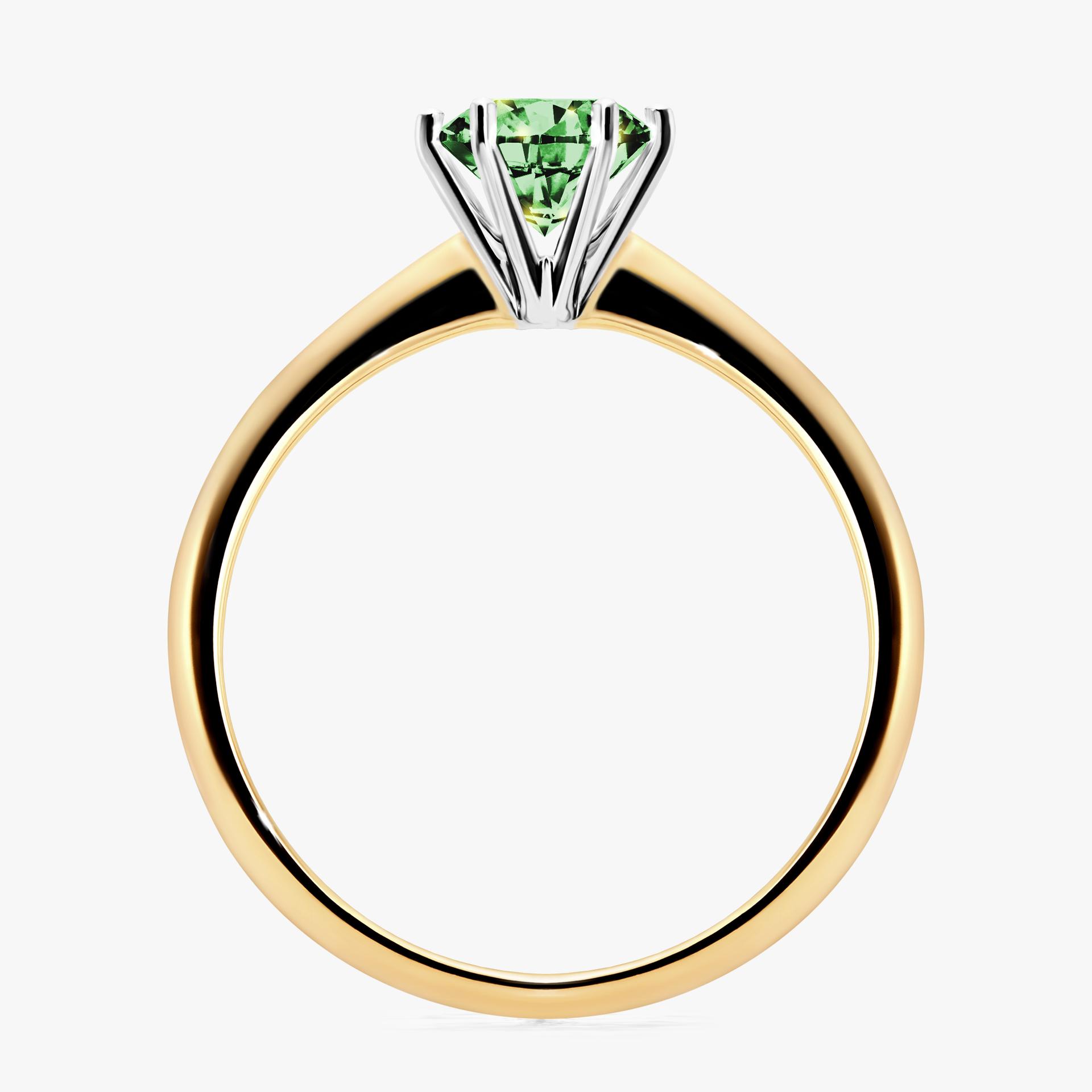 Pierscionek zareczynowy z diamentem zielony_ciemny 080 CT z zoltego zlota my love 02