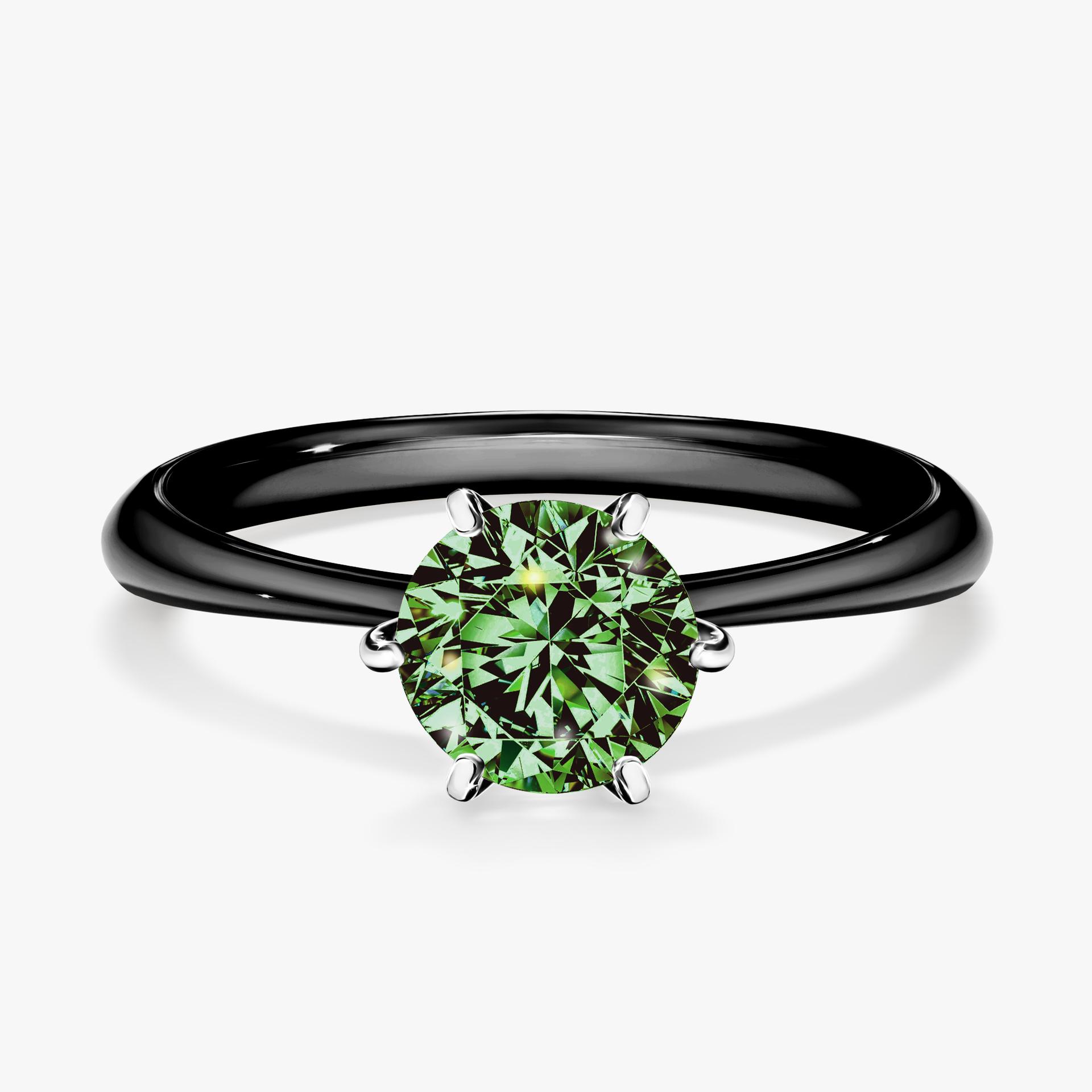 Pierscionek zareczynowy z diamentem zielony_ciemny 100 CT z czarnego zlota my love 01