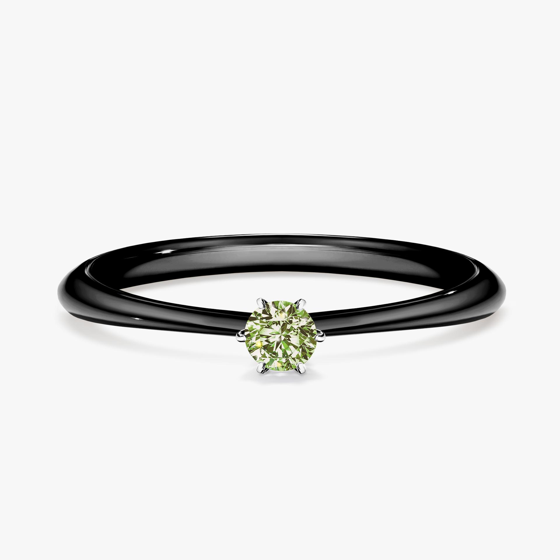 Pierscionek zareczynowy z diamentem zielony_jasny 010 CT z czarnego zlota my love 01